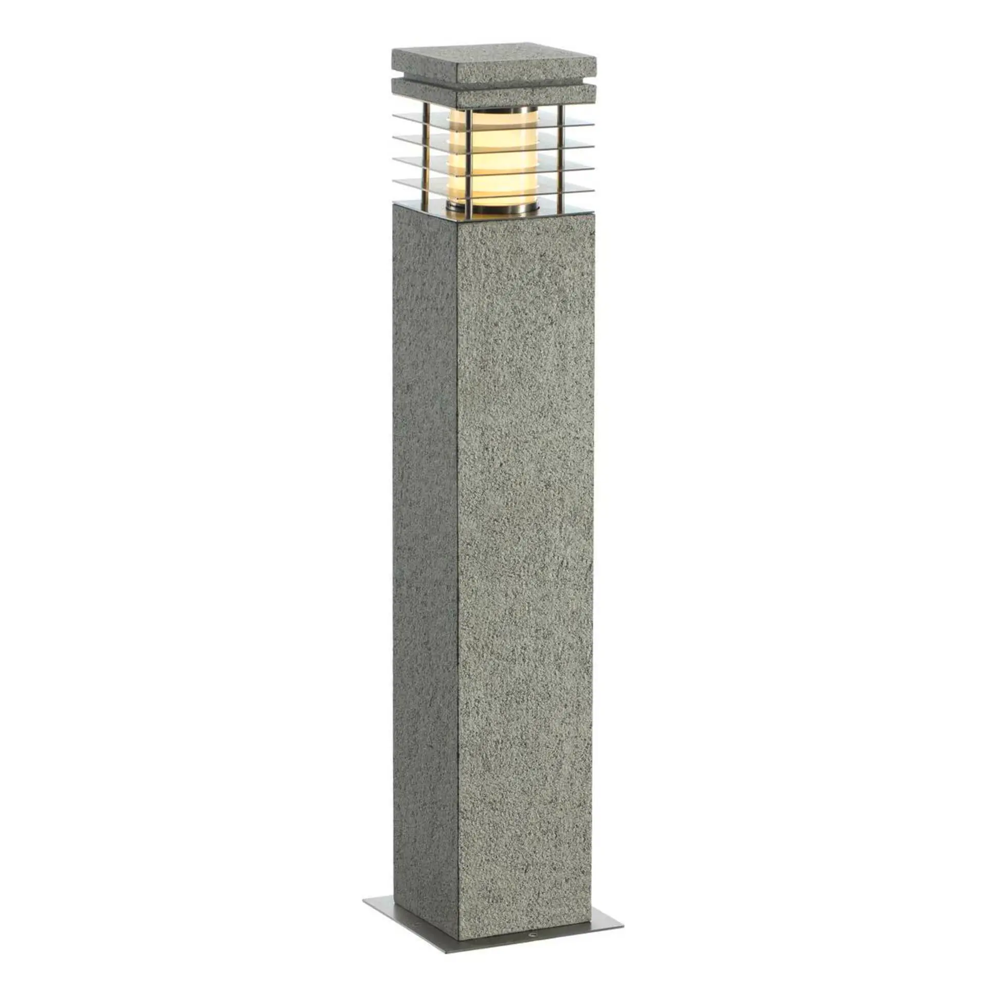 BIG WHITE SLV ARROCK GRANITE, venkovní stojací lampa, TC-(D,H,T,Q)SE, IP44, hranaté, žula, sůl a pepř, žula, D/Š/V 12/12/70 cm, max.