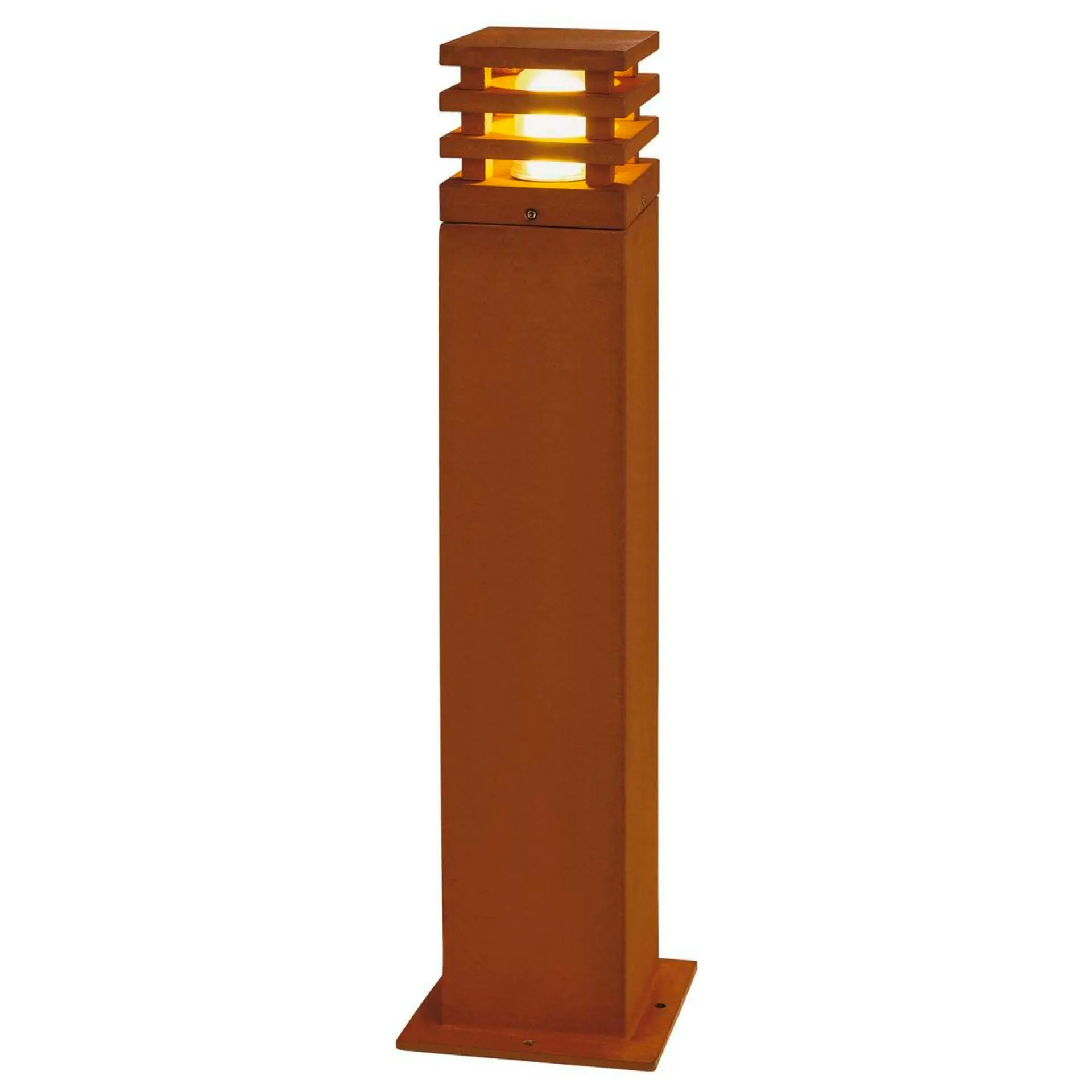 BIG WHITE SLV RUSTY SQUARE 70, venkovní stojací lampa, LED, 3000K, hranatá, rezavé železo, D/Š/V 12/12/71 233437