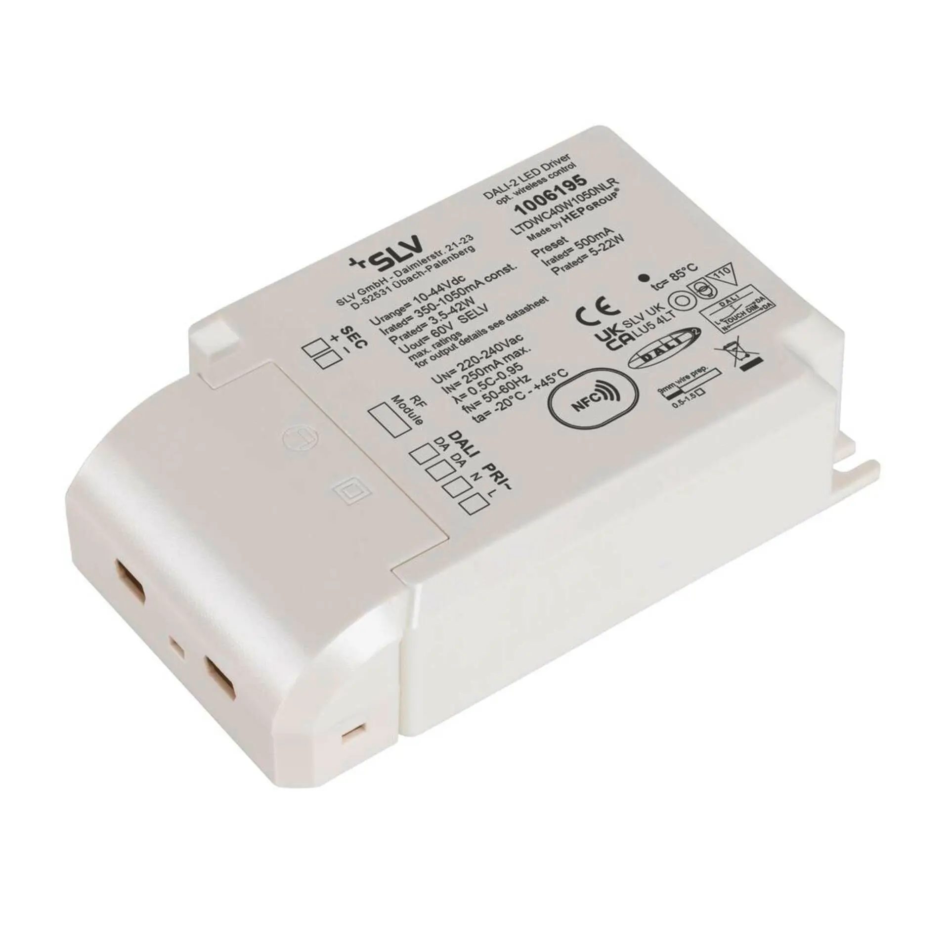 LA 1006195 LED driver 40 W 500 mA DALI stmívatelný s RF rozhraním LED driver bílý DALI - BIG WHITE (SLV)