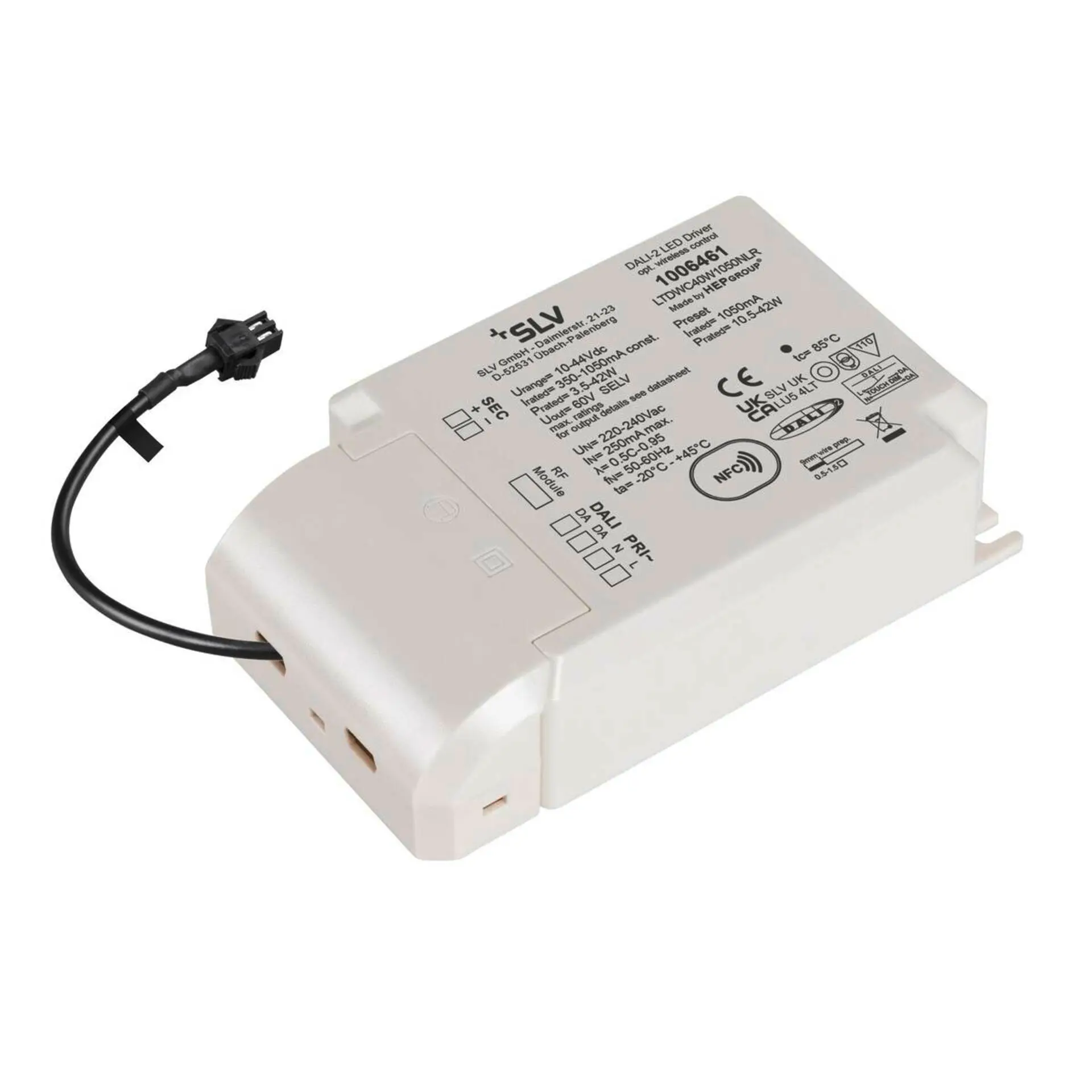 LA 1006461 Můstkový LED driver 42 W, 1050 mA pro NUMINOS®, včetně radiofrekvenčního rozhraní pro modul RF, DALI - BIG WHITE (SLV)