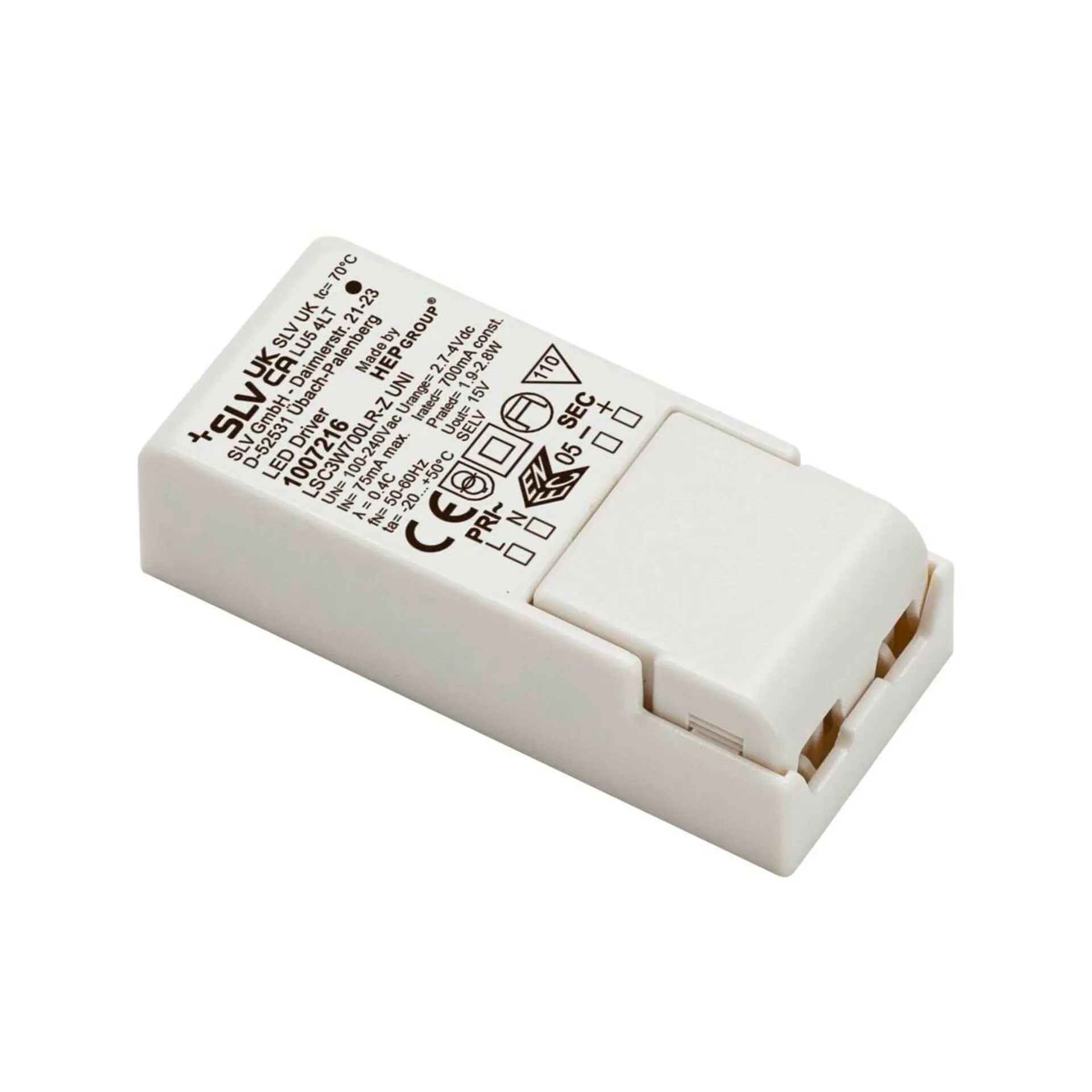 LA 1007216 LED driver 3 W 700 mA s odlehčením tahu - BIG WHITE (SLV)