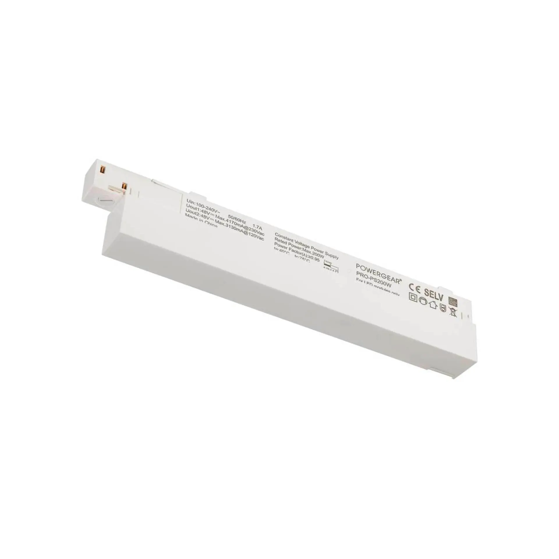 BIG WHITE SLV 48V SYSTÉM Intrack LED driver, 48 VDC, 200 W, On/Off, svorka pro připojovací kabel 220-240 VAC, kabelová šachta, bílý 1007875