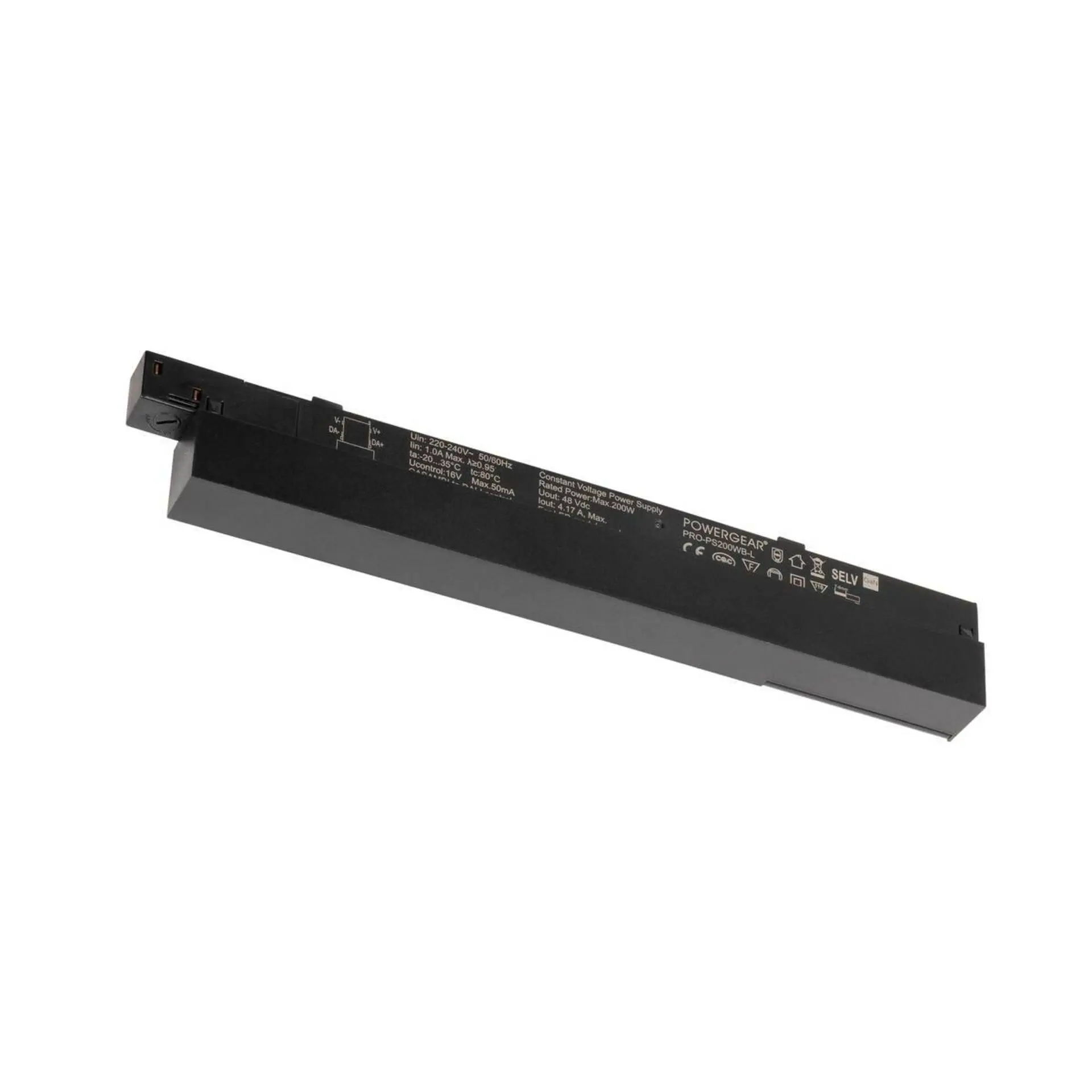 BIG WHITE SLV 48V SYSTÉM Intrack LED driver, 48 VDC, 200 W, On/Off, DALI bezdrátový integrovaný modul Casambi k DALI, svorka pro připojovací kabel 220-240 VAC, kabelová šachta, černý 1008382