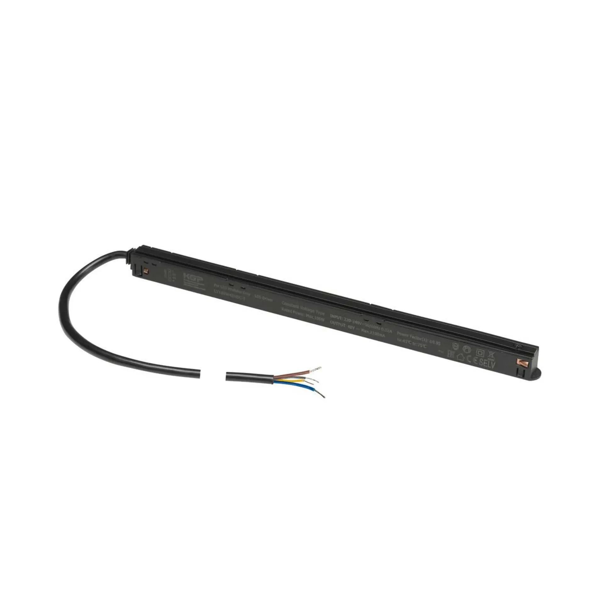 BIG WHITE SLV 48V SYSTEM Intrack LED driver, 48VDC, 100 W, včetně 300 cm připojovacího kabelu pro 220-240VAC a průchozího vedení DALI, černý 1010446