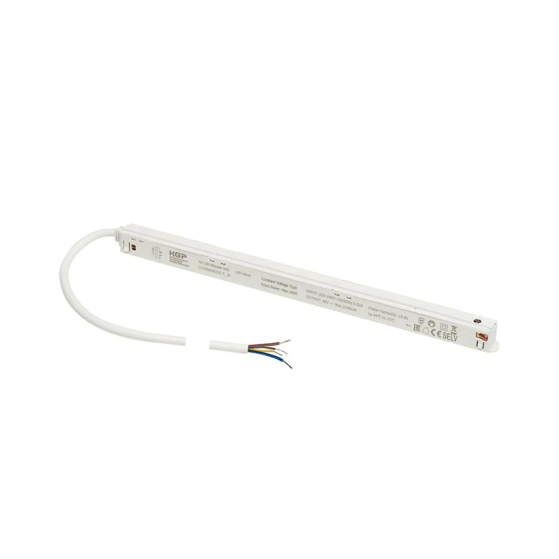 BIG WHITE SLV 48V SYSTEM Intrack LED driver, 48VDC, 100 W, včetně 300 cm připojovacího kabelu pro 220-240VAC a DALI průchozí kabeláž, bílý 1010447