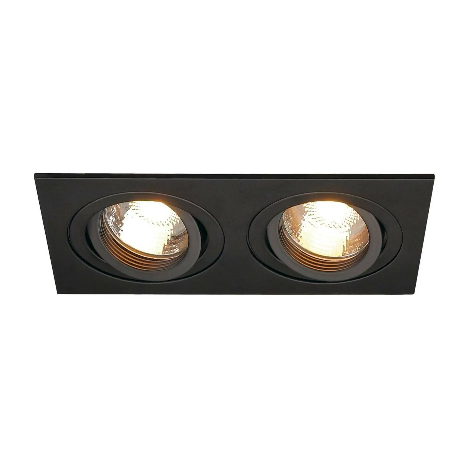 BIG WHITE SLV NEW TRIA 2, vestavné svítidlo, dvě žárovky, QPAR51, obdélníkové, černé, max. 100 W, vč. upínacích pružin 113492