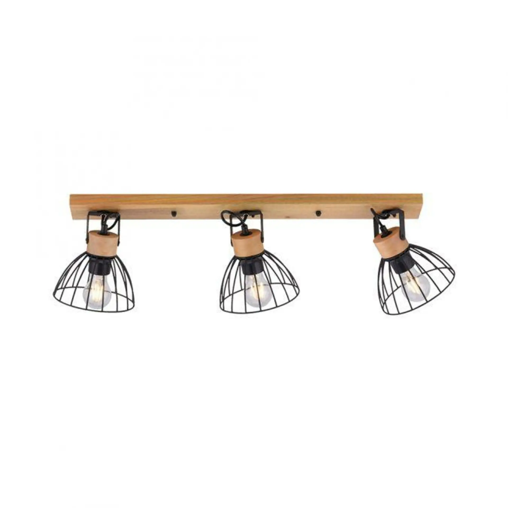 LEUCHTEN DIREKT is JUST LIGHT stropní svítidlo LAMI, 3 ramenné, dřevo, černé kovové stínítko, otočné