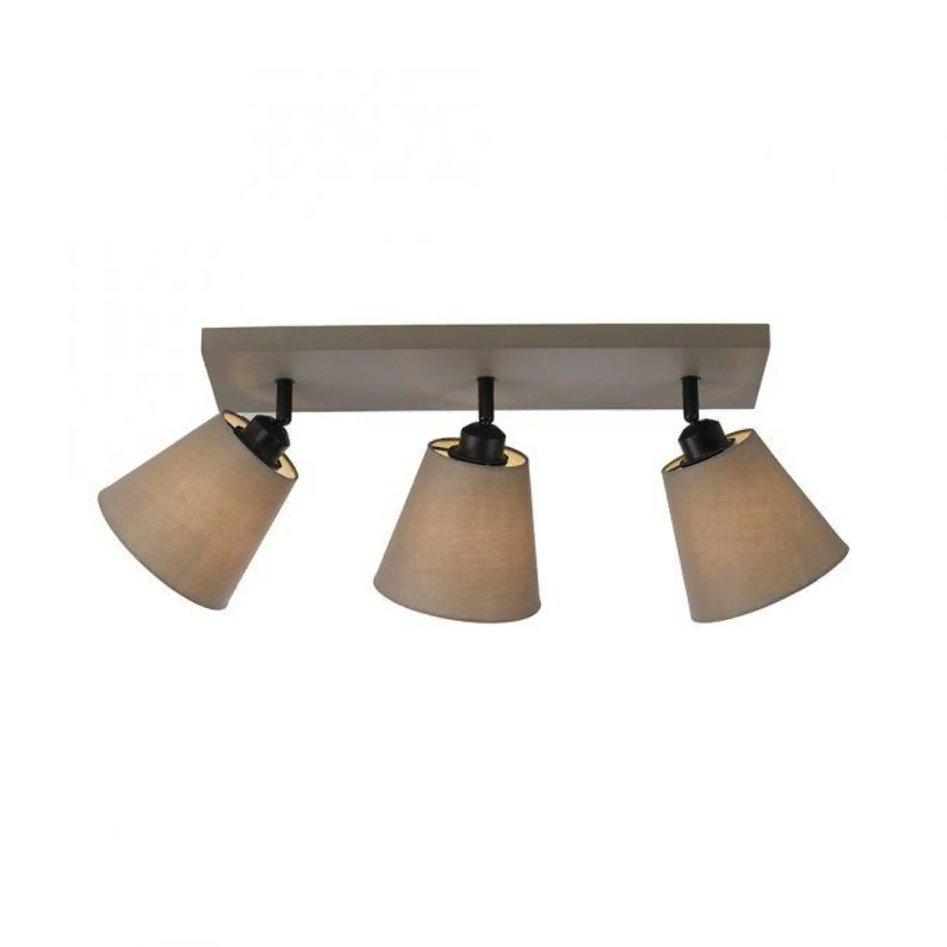 LEUCHTEN DIREKT is JUST LIGHT stropní svítidlo 3 ramenné, hranaté, taube, otočné, látkové stínidlo