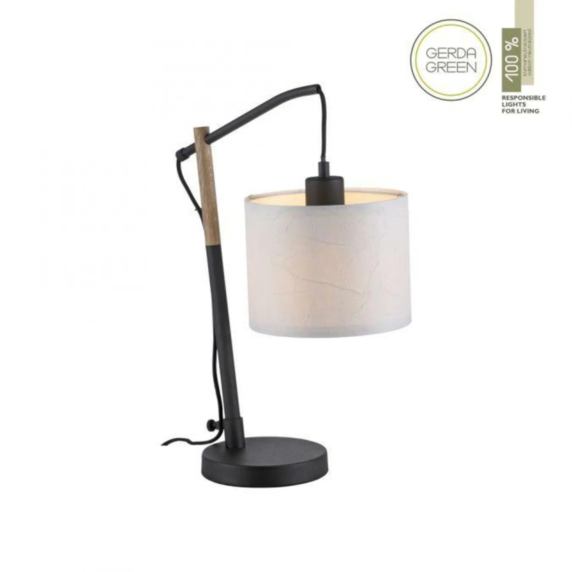 LD 14184-16 GREEN SOFI LED stolní lampa černá s imitací dřeva šňůrový vypínač IP20 do interiéru - LEUCHTEN DIREKT / JUST LIGHT