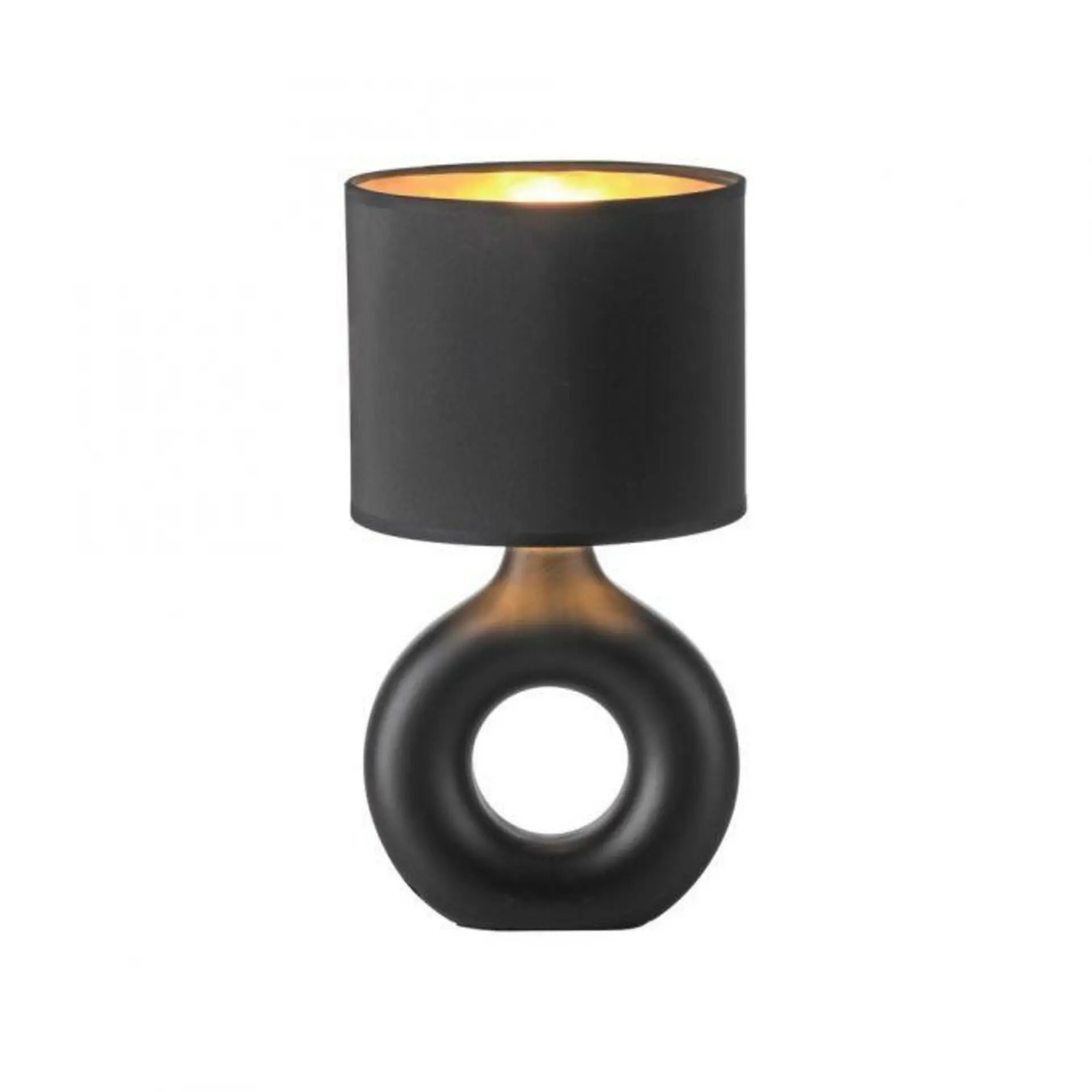 LD 14193-18 CARARA stolní lampa černá / zlatá šňůrový vypínač látkové stínidlo - JUST LIGHT