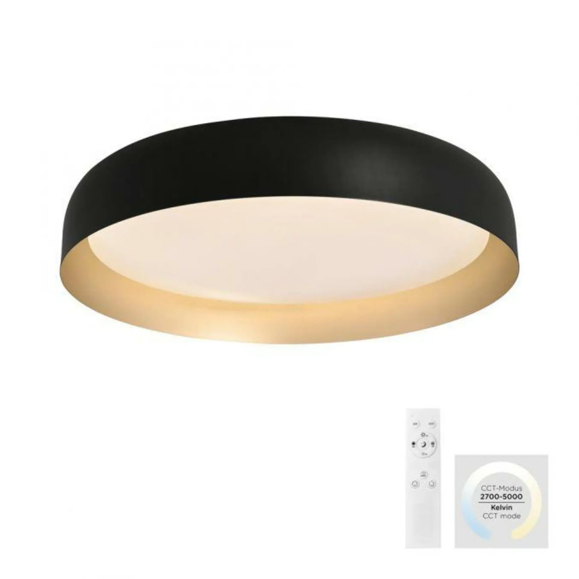 LD 14216-18 OSKO LED stropní svítidlo průměr 57 černá / zlatá stmívatelné dálkovým ovladačem CCT 2700-5000K - JUST LIGHT