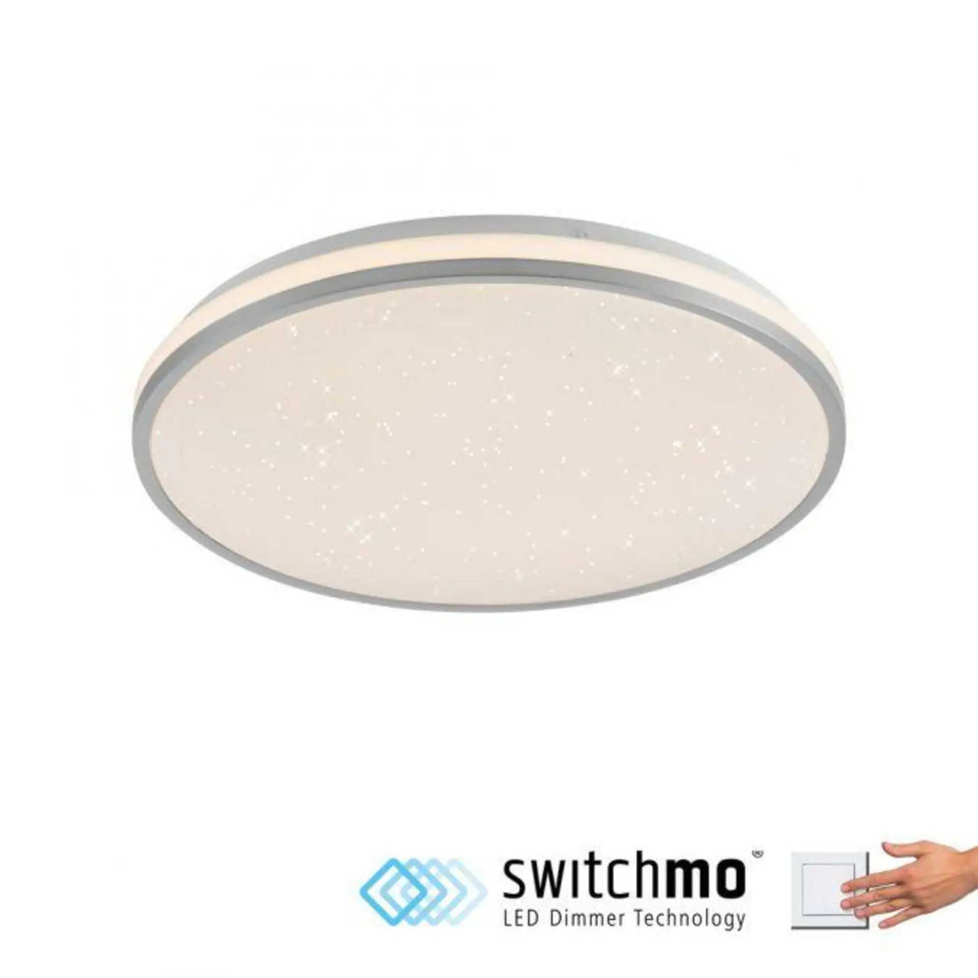 LD 14294-21 KYLE LED stropní svítidlo průměr 38cm stříbrné hvězdné nebe krokově stmívatelné 3000K - JUST LIGHT