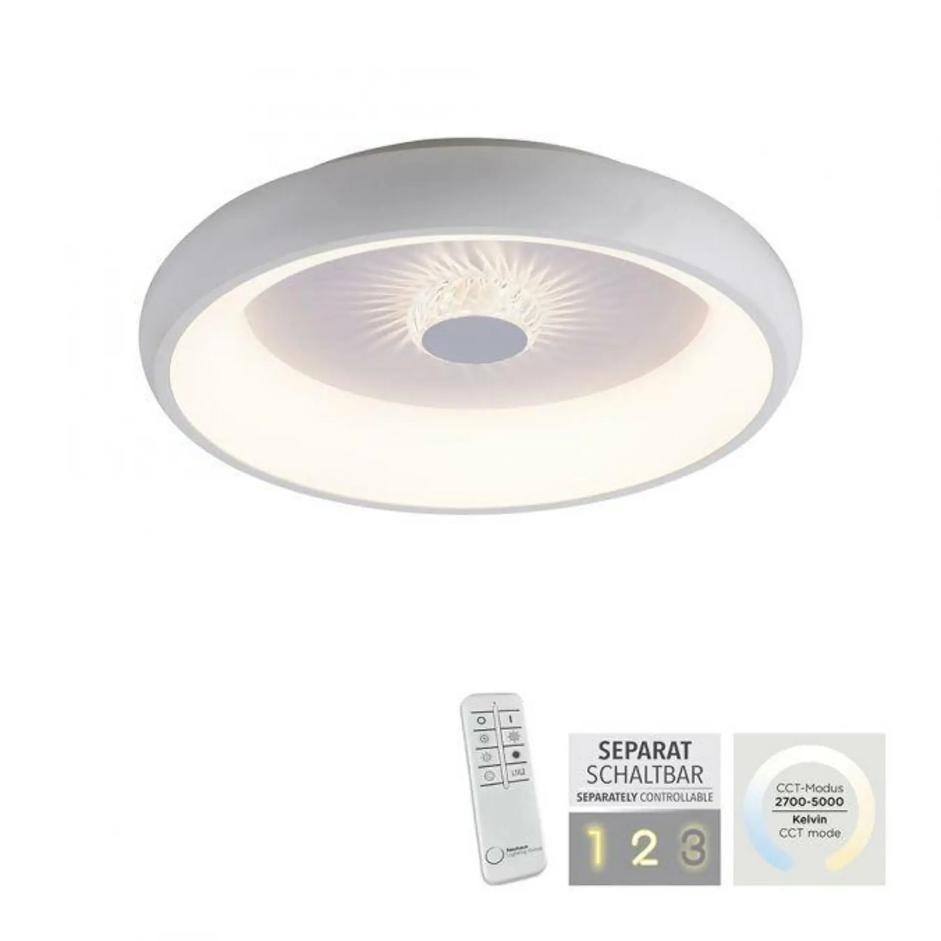 LD 14384-16 VERTIGO LED stropní svítidlo bílé šedá 50x50 kruhové křišťálový efekt stmívatelné CCT 2700-5000K - LEUCHTEN DIREKT / JUST LIGHT