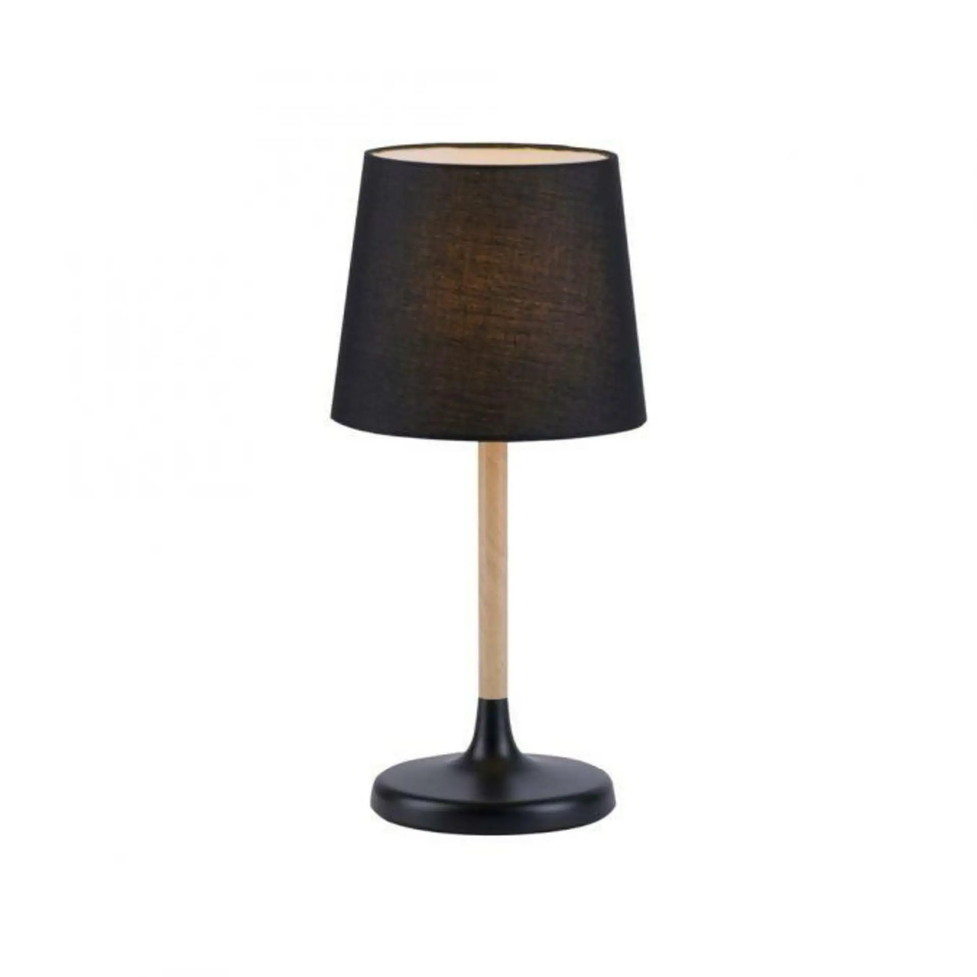 LEUCHTEN DIREKT is JUST LIGHT Stolní lampa, látkové stínidlo, černá, dřevo, jednoduché, nadčasové 14423-18