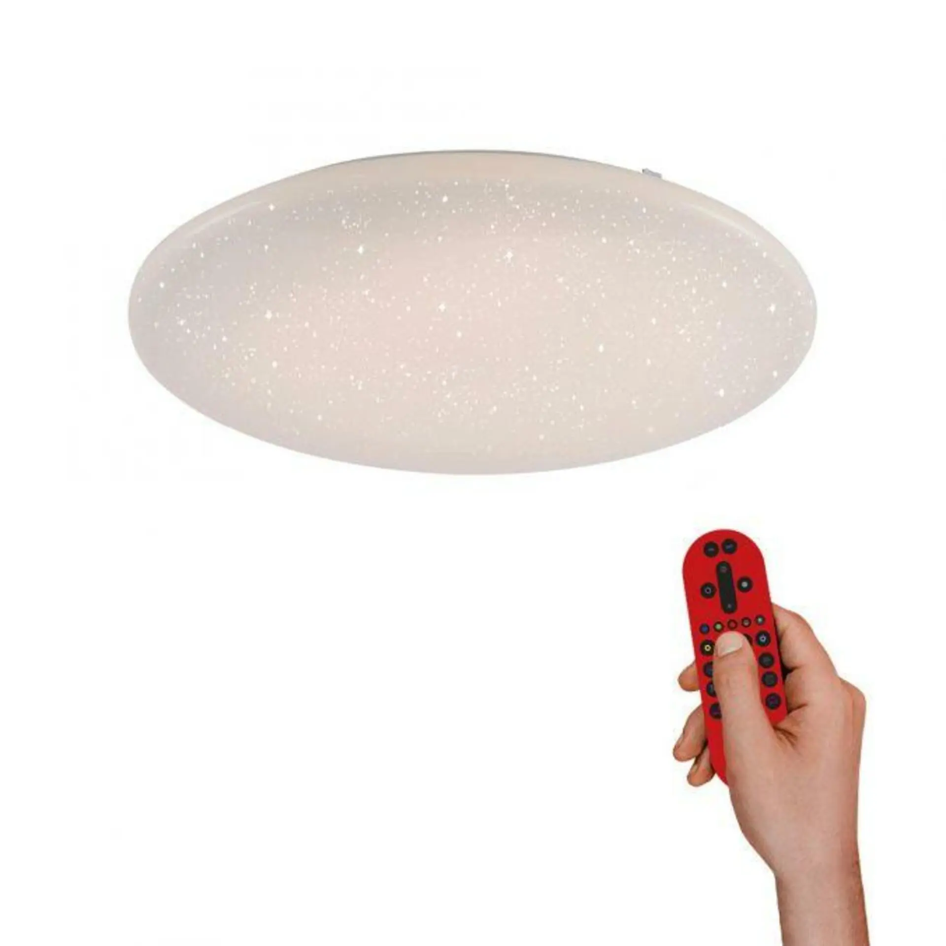 LEUCHTEN DIREKT is JUST LIGHT LED stropní svítidlo kruhové v bílé s hvězdným nebem a nastavitelnou barvou světla Smart Home MEDION RGB+3000-5000K