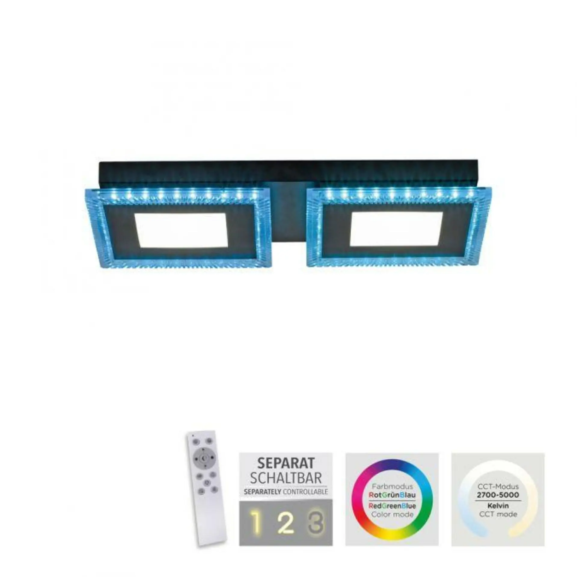 LEUCHTEN DIREKT is JUST LIGHT LED stropní svítidlo černé RGB, CCT stmívatelné s dálkovým ovládáním 2700-5000K LD 14512-18