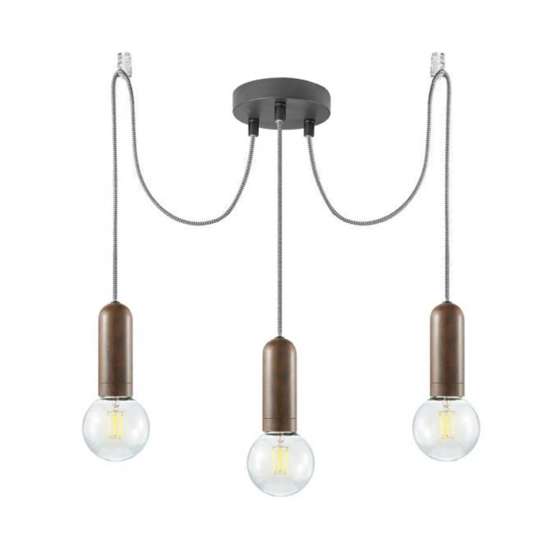 JUST LIGHT LEUCHTEN DIRECT Závěsné svítidlo, 3-ramenné, barva rzi, moderní vintage LD 14776-48
