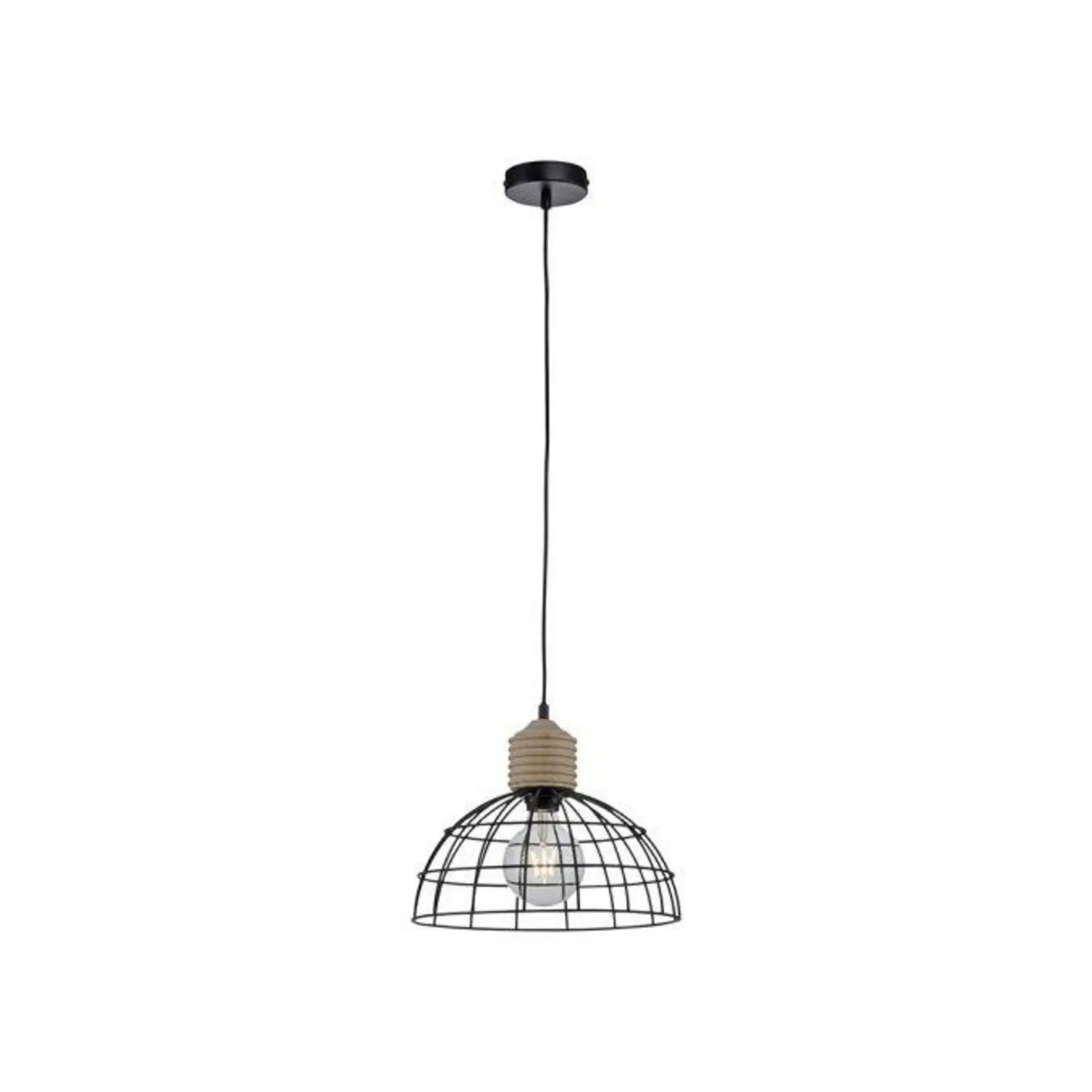 LEUCHTEN DIREKT is JUST LIGHT závěsné svítidlo 31x31 kovové stínítko přírodní dřevo černá 1 ramenné do kuchyně LD 15121-18