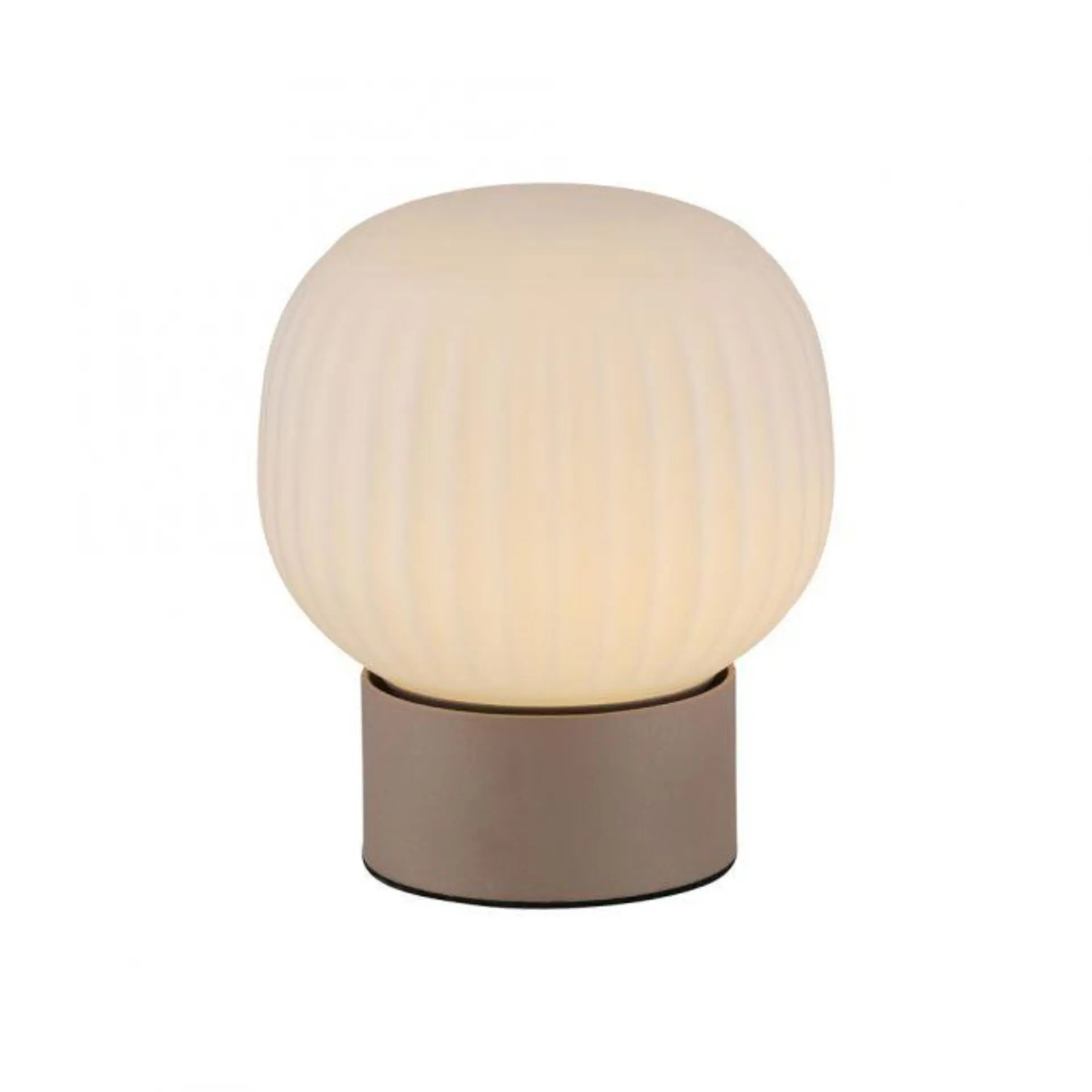 PAUL NEUHAUS JUST LIGHT LED stolní lampa NAMI, písková barva, dotykové ovládání, paměťová funkce, opálové sklo s rýhováním 3000K