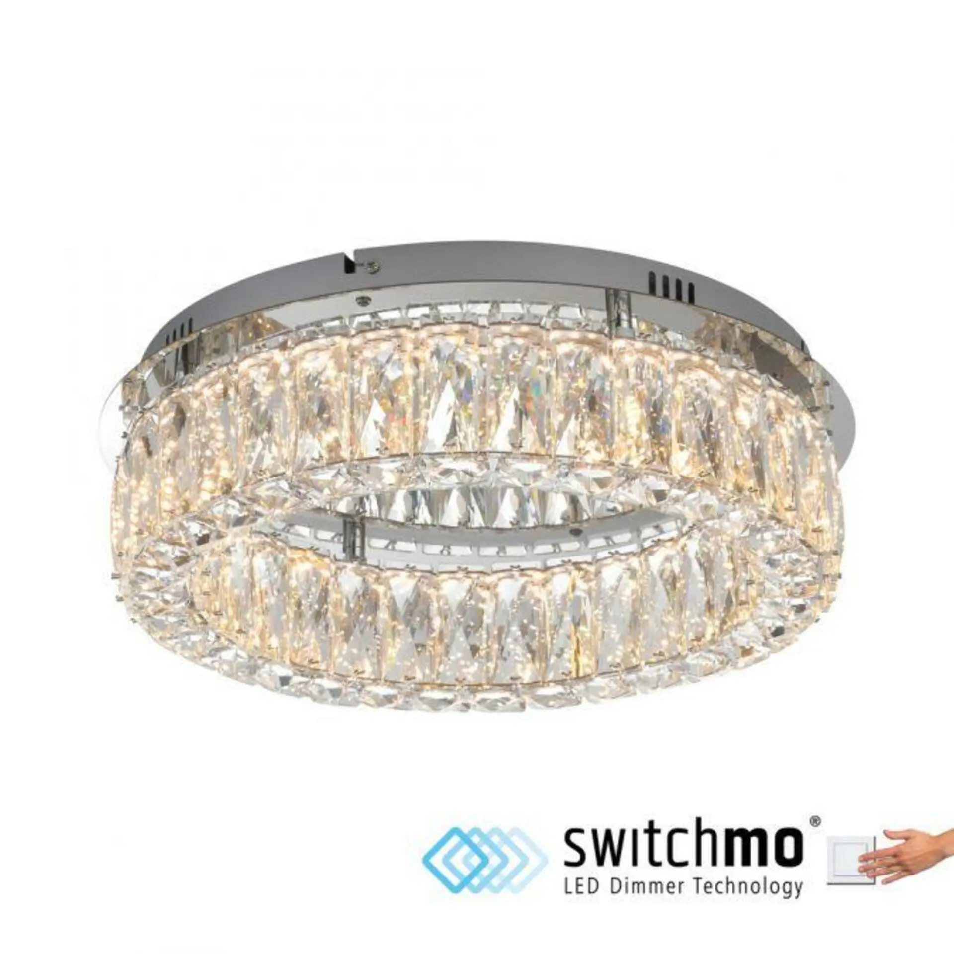 LD 15204-17 LED lustr stropní svítidlo chrom s křišťalovými přívěsky 3-krokové-stmívač krokově stmívatelné 3000K - JUST LIGHT