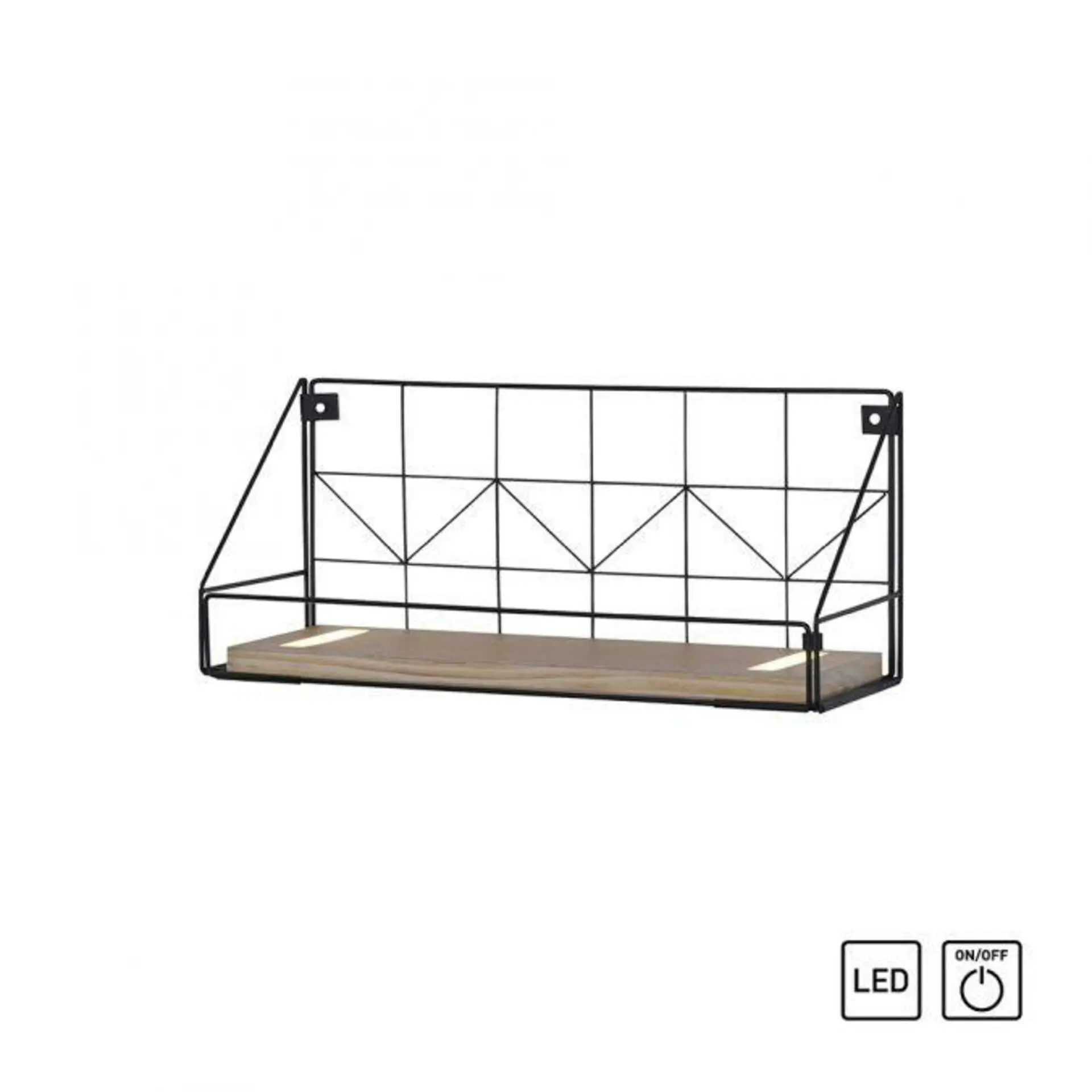 LEUCHTEN DIREKT is JUST LIGHT LED nástěnné svítidlo, police 46x16x20cm, černá, tělo ze dřeva, teplá bílá, vypínač 3000K