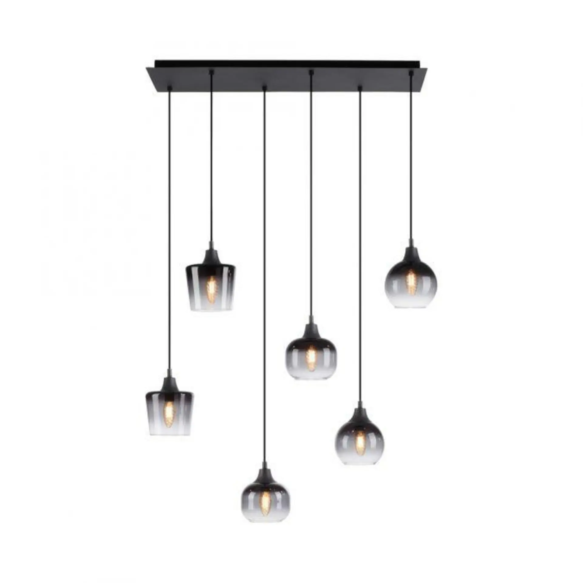 LD 15425-18 ZEA LED závěsné svítidlo černé 6-ramenné kouřové sklo moderní do interiéru - LEUCHTEN DIREKT / JUST LIGHT