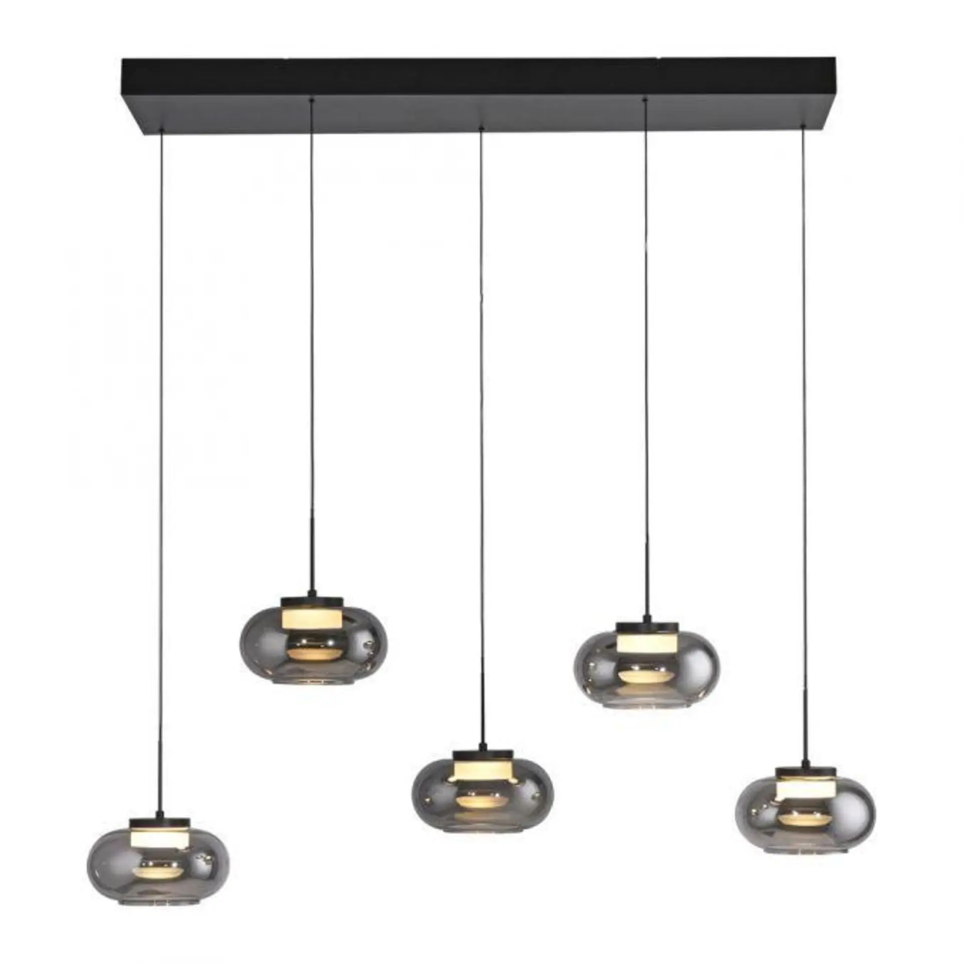 LD 15473-18 Kolekce Schöner Wohnen závěsné svítidlo SIA černá, 5-ramenné, kouřové sklo, stmívatelné, SimplyDim, 3000K - JUST LIGHT