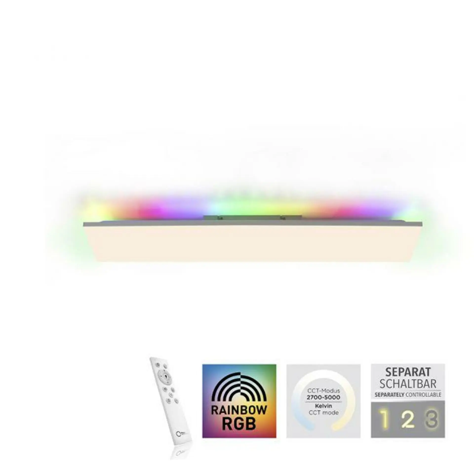 LEUCHTEN DIREKT is JUST LIGHT LED stropní svítidlo 100,5x25,5cm bílé hranaté RGB+CCT stmívatelné panel RGB+2700-5000K