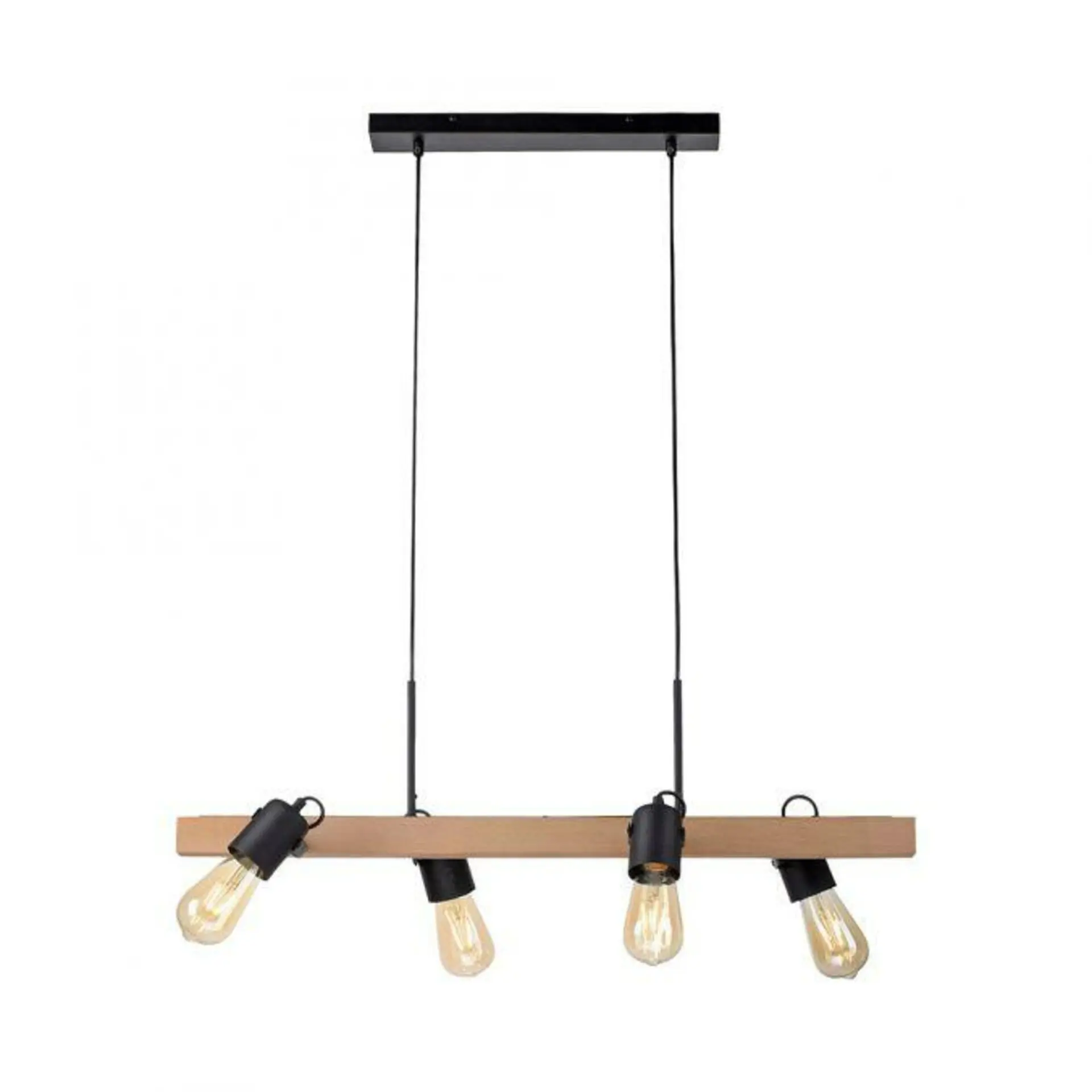 LEUCHTEN DIREKT is JUST LIGHT závěsné svítidlo CANOP, černá, 4 ramenné, dřevo, kov, industriální design