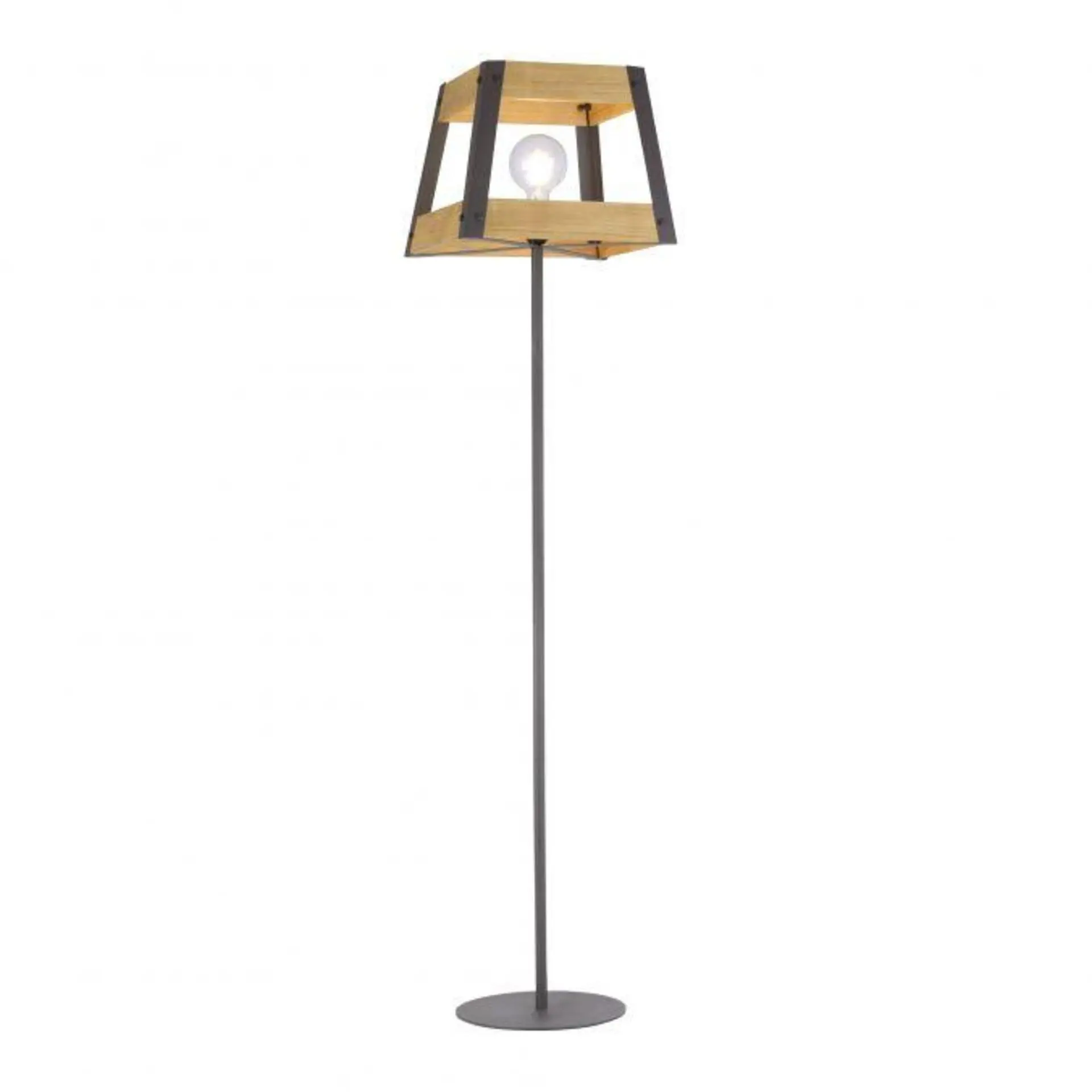 LEUCHTEN DIREKT is JUST LIGHT Stojací svítidlo ze dřeva a černého lakovaného železa v rustikálním vintage stylu