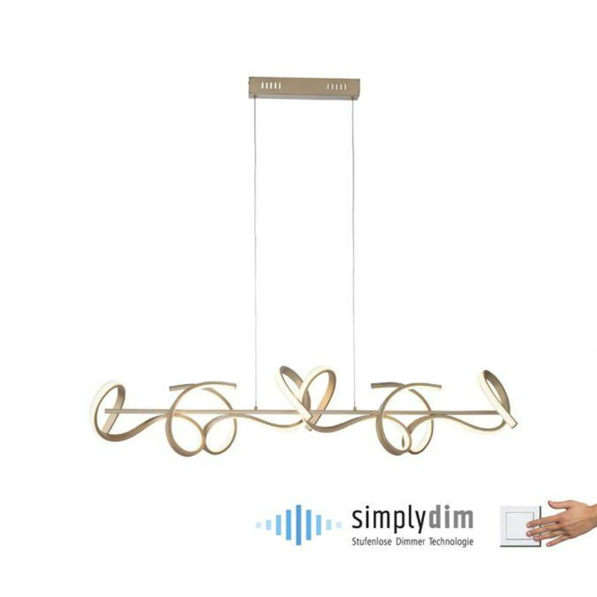 LD 19033-60 CURLS LED závěsné svítidlo, matná mosaz, moderní design SimplyDim 3000K - LEUCHTEN DIREKT / JUST LIGHT