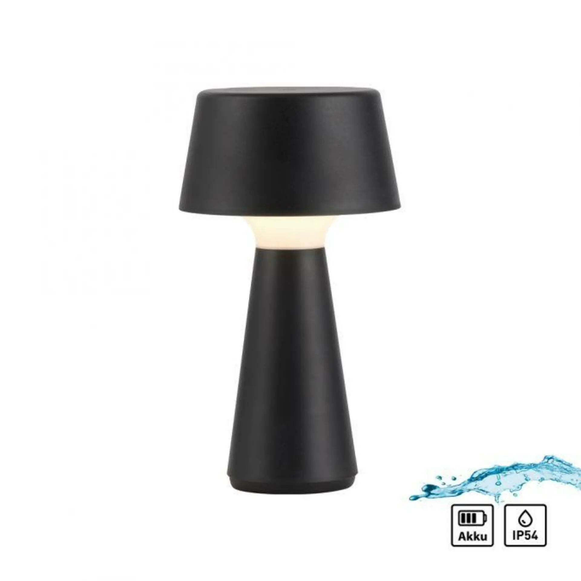 LD 19260-18 ABERA LED stolní lampa na baterie černá dotykový stmívač IP54 USB vnitřní i venkovní použití 3000K - JUST LIGHT