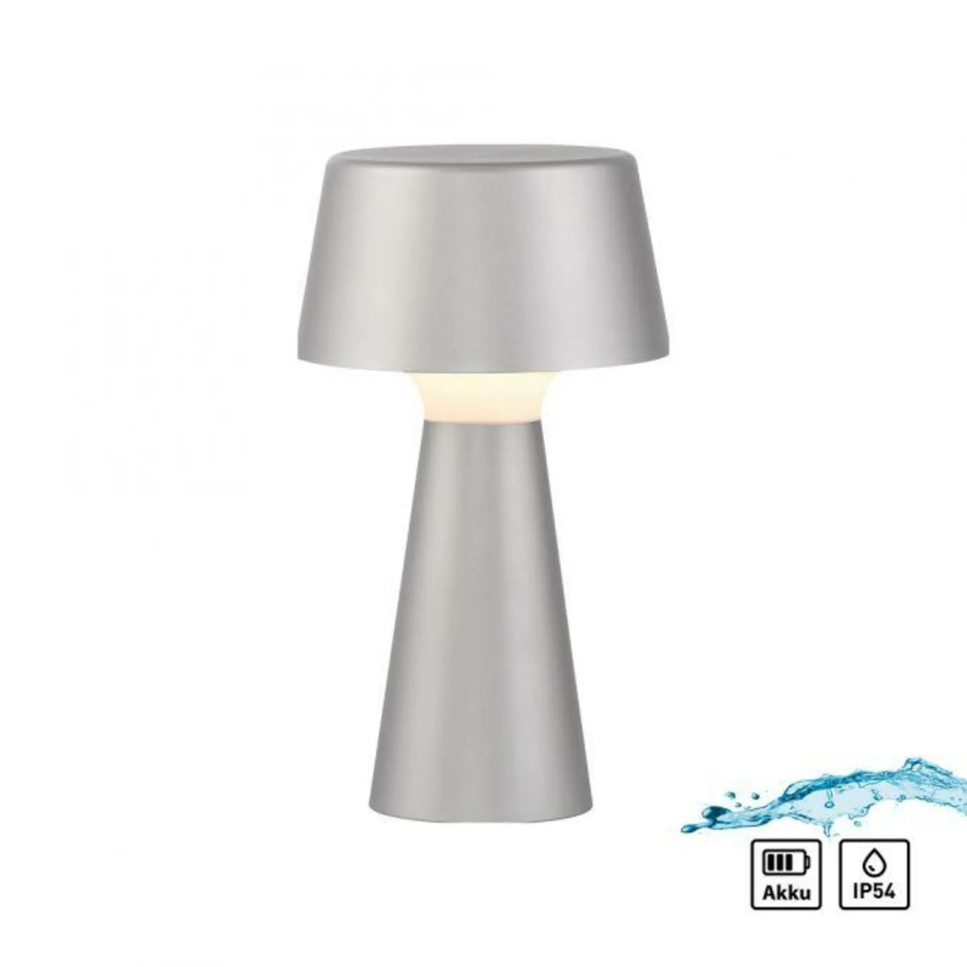LD 19260-21 ABERA LED stolní lampa na baterie stříbrná dotykový stmívač IP54 USB vnitřní i venkovní použití 3000K - JUST LIGHT