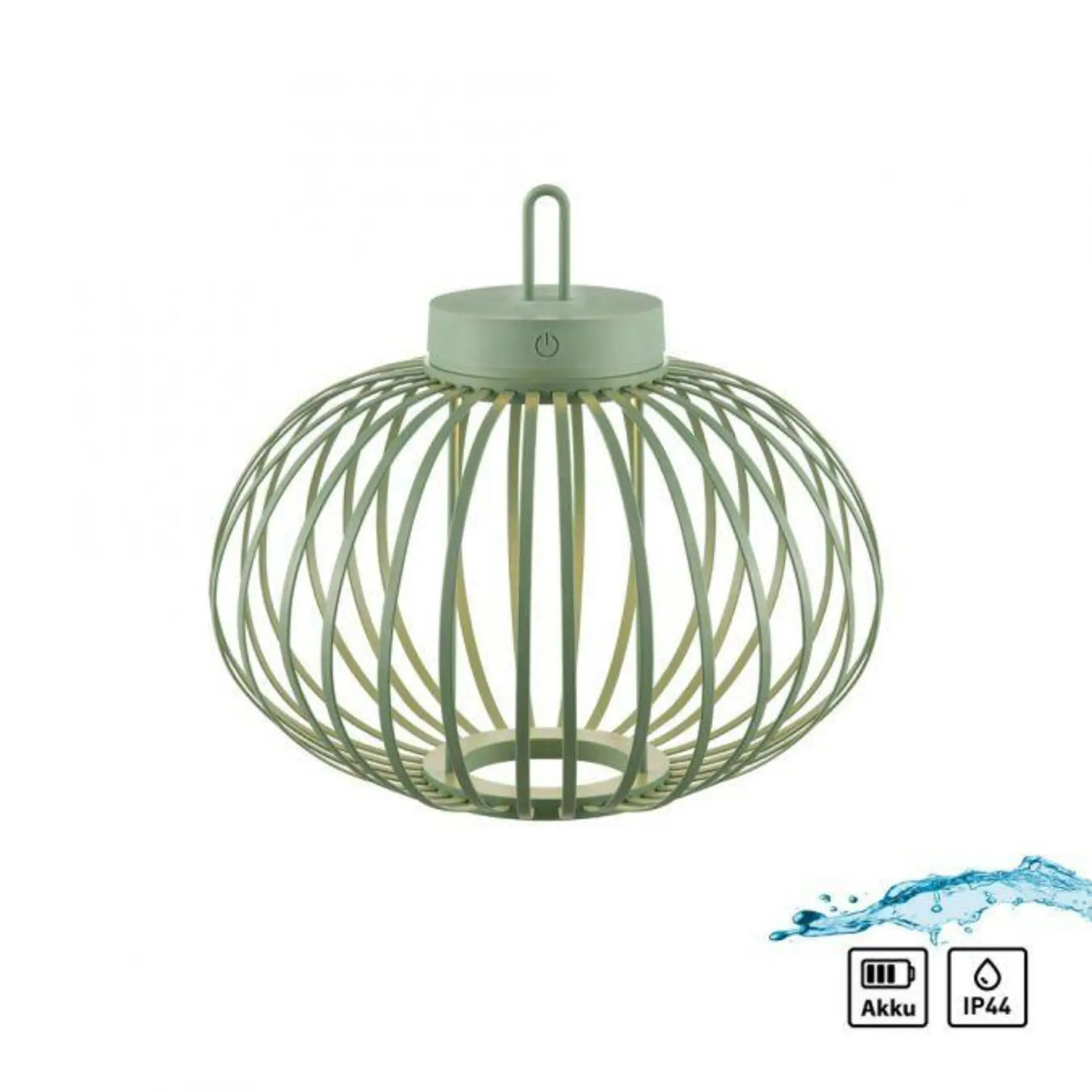 LD 19304-43 AKUBA LED stolní lampa průměr 36cm zelená na baterie USB IP44 stmívatelné dotykem 2700K - JUST LIGHT