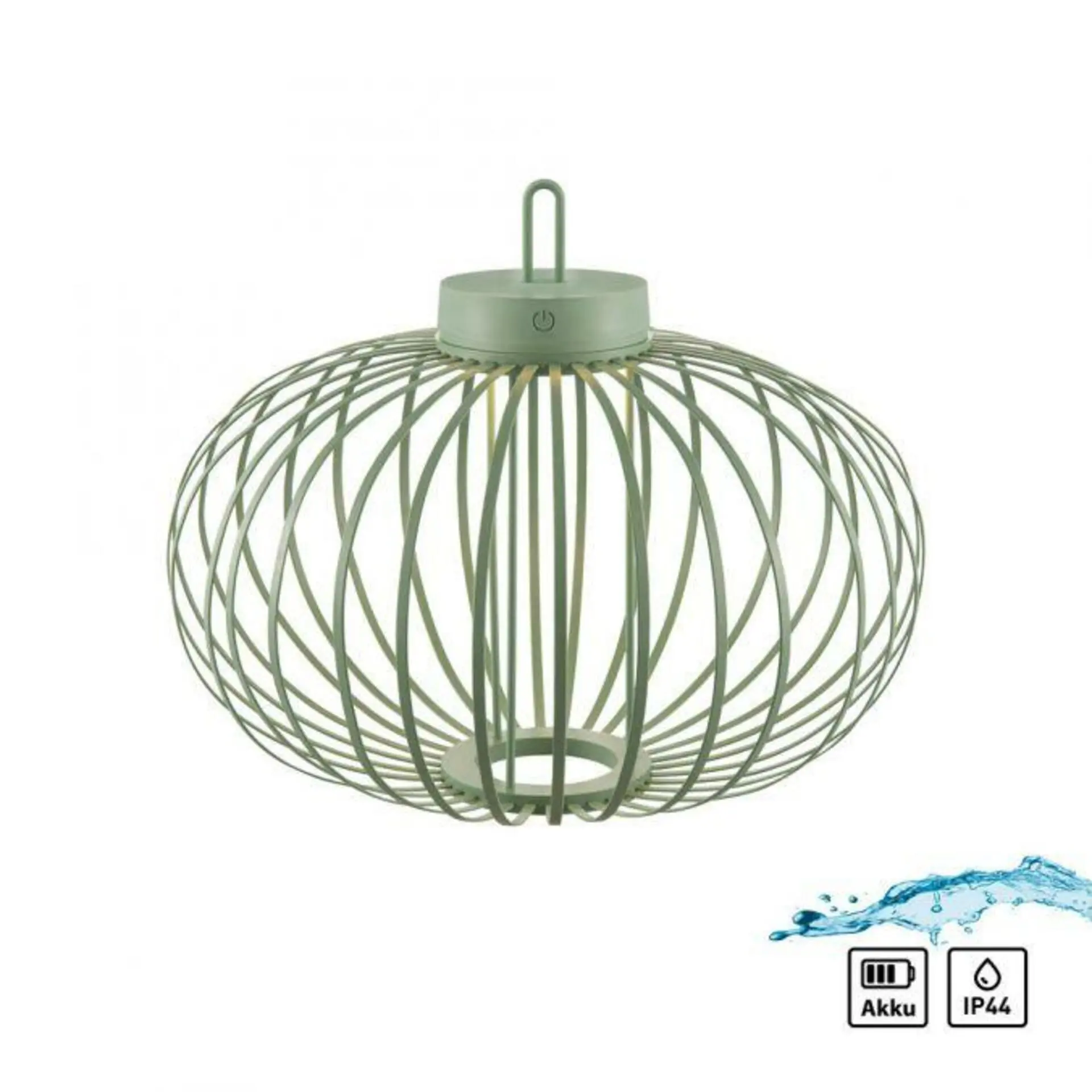 JUST LIGHT LED stolní lampa průměr 46cm zelená na baterie USB IP44 stmívatelné dotykem 2700K LD 19305-43