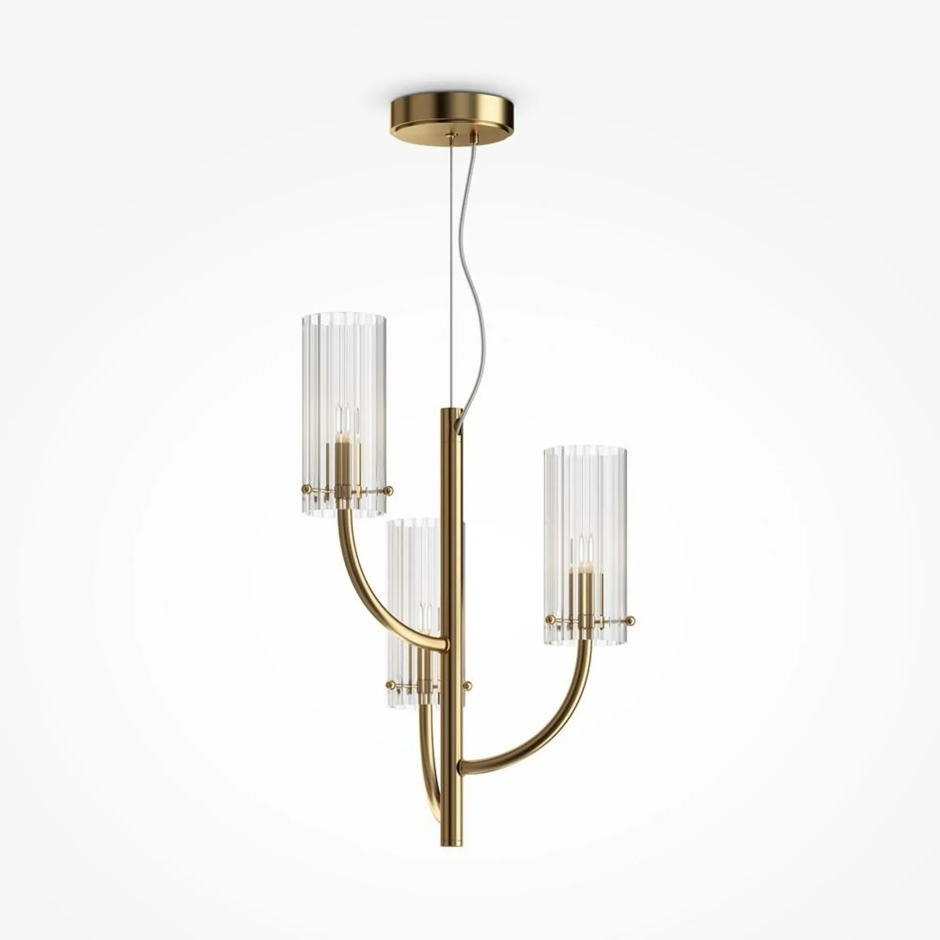 M MOD223PL-03BS Závěsné svítidlo Arco 3x40W mosaz sklo designové - MAYTONI