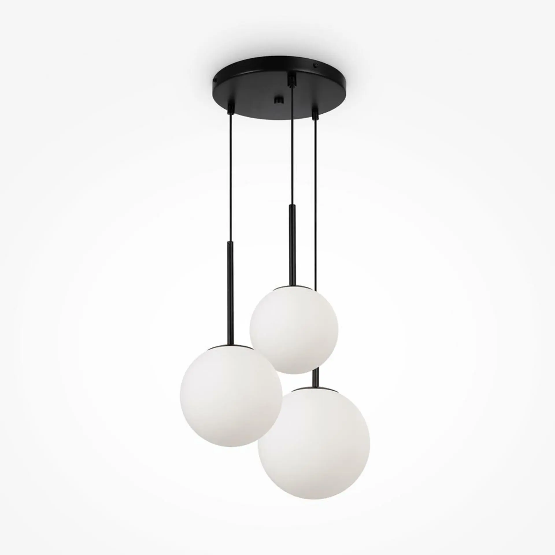 M MOD321PL-03B Závěsné svítidlo Basic form E14 3x40W opálové sklo bílá/černá kov designové - MAYTONI