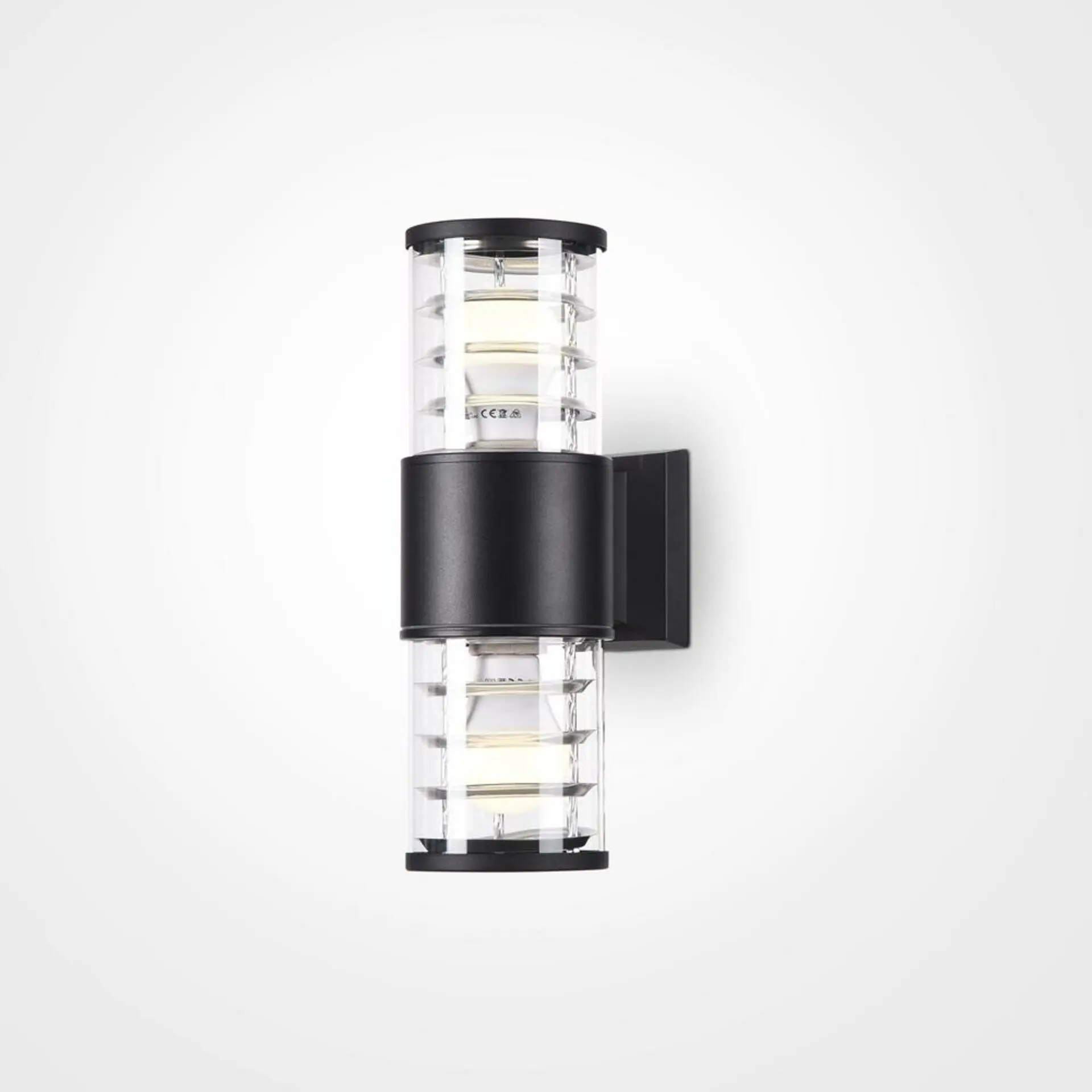M O576WL-02B Nástěnné svítidlo Bronx 2x60W černá hliník čiré sklo IP54 - MAYTONI