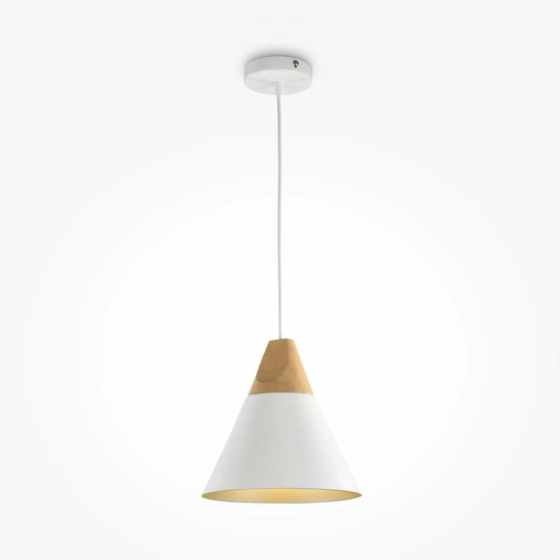 M P359-PL-01-W Závěsné svítidlo Bicones E27 60W bílá kov/dřevo - MAYTONI