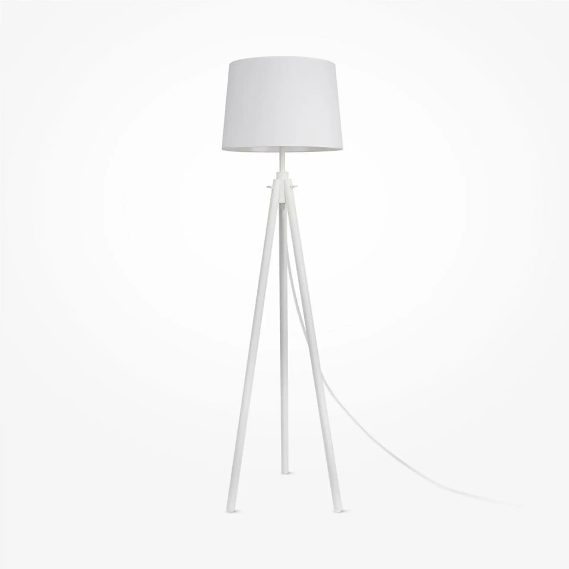 M Z177FL-01W Stojací lampa Calvin 60W bílá kov dřevo textil moderní design - MAYTONI