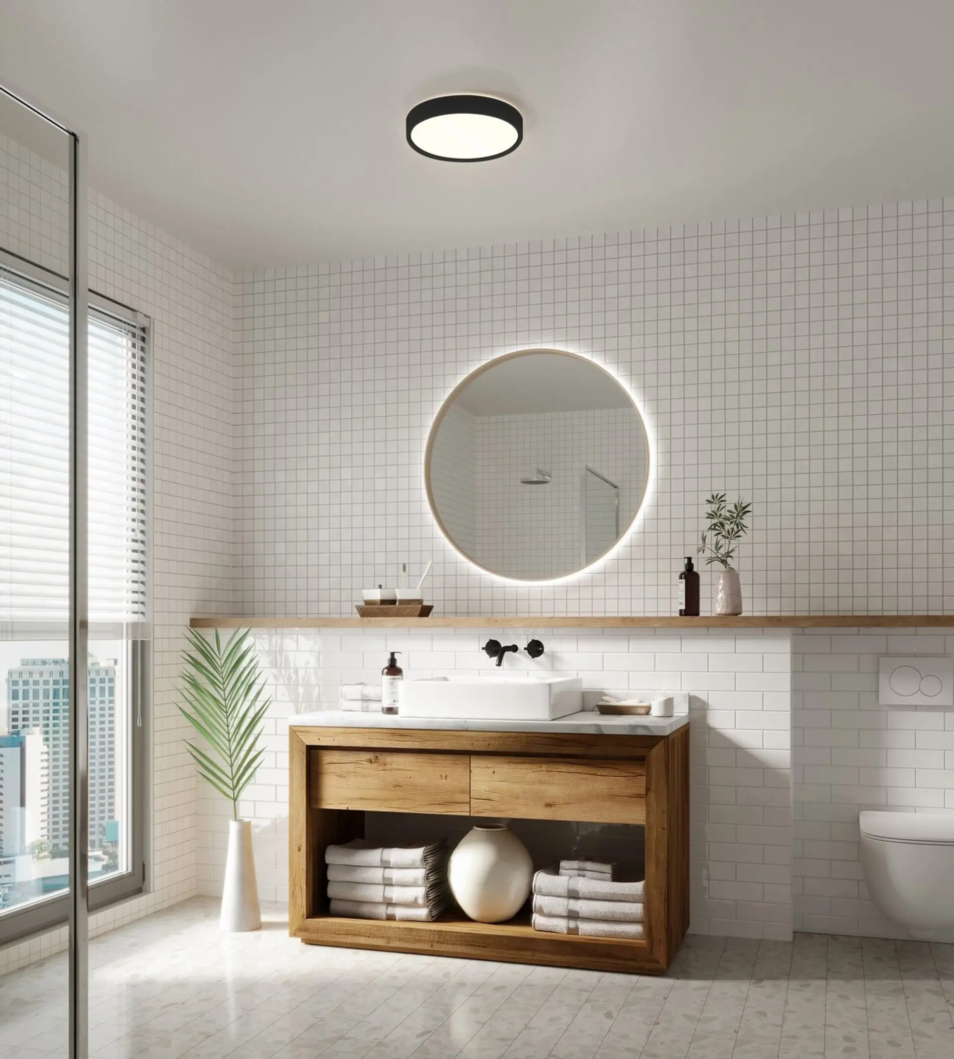 Stropní LED svítidlo NORDLUX Noxy černé IP44 3000K/4000K 17W 2015356103