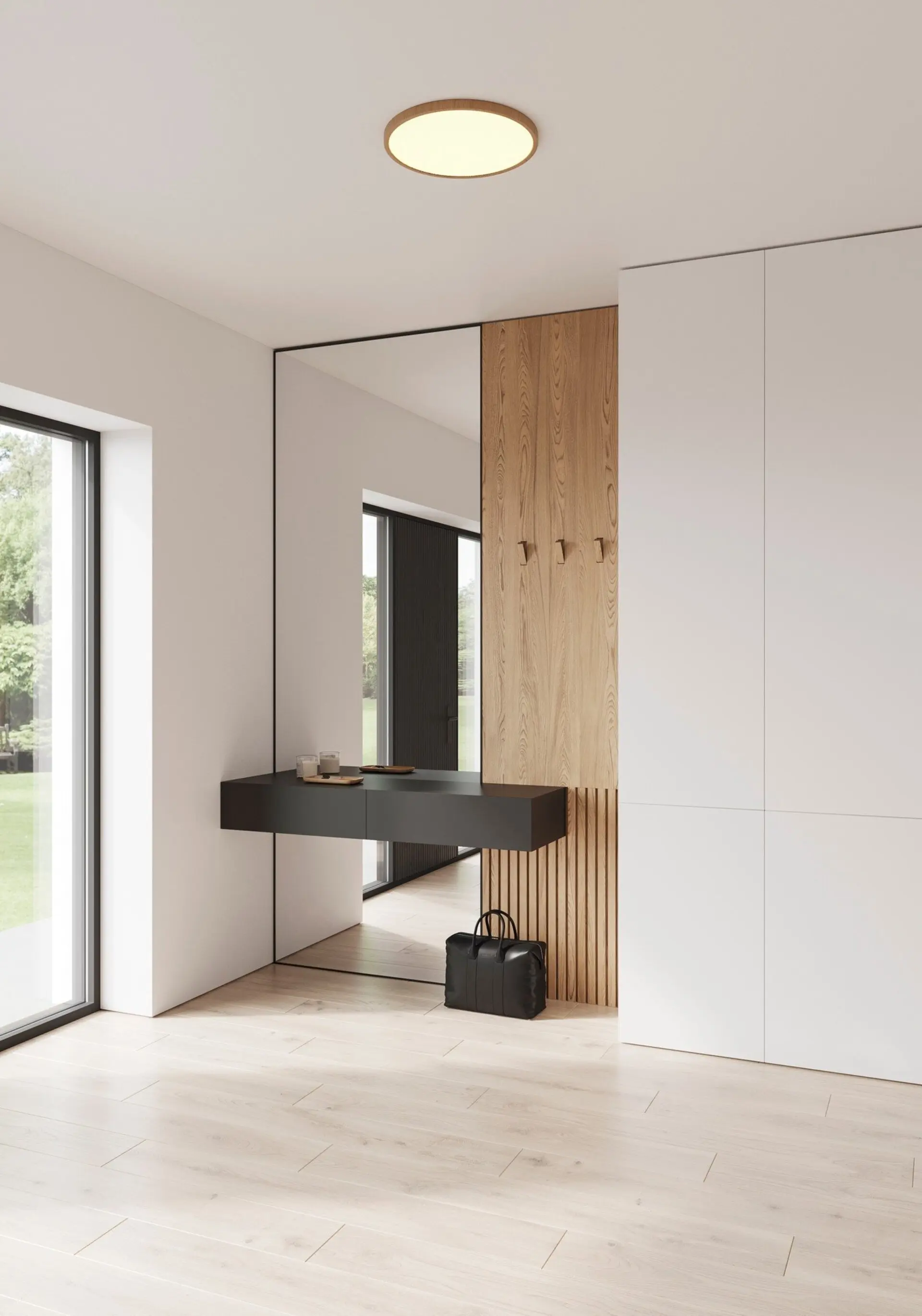 NORDLUX Oja 42 IP20 2700K step-Dim stropní svítidlo dřevěná fólie 47286004