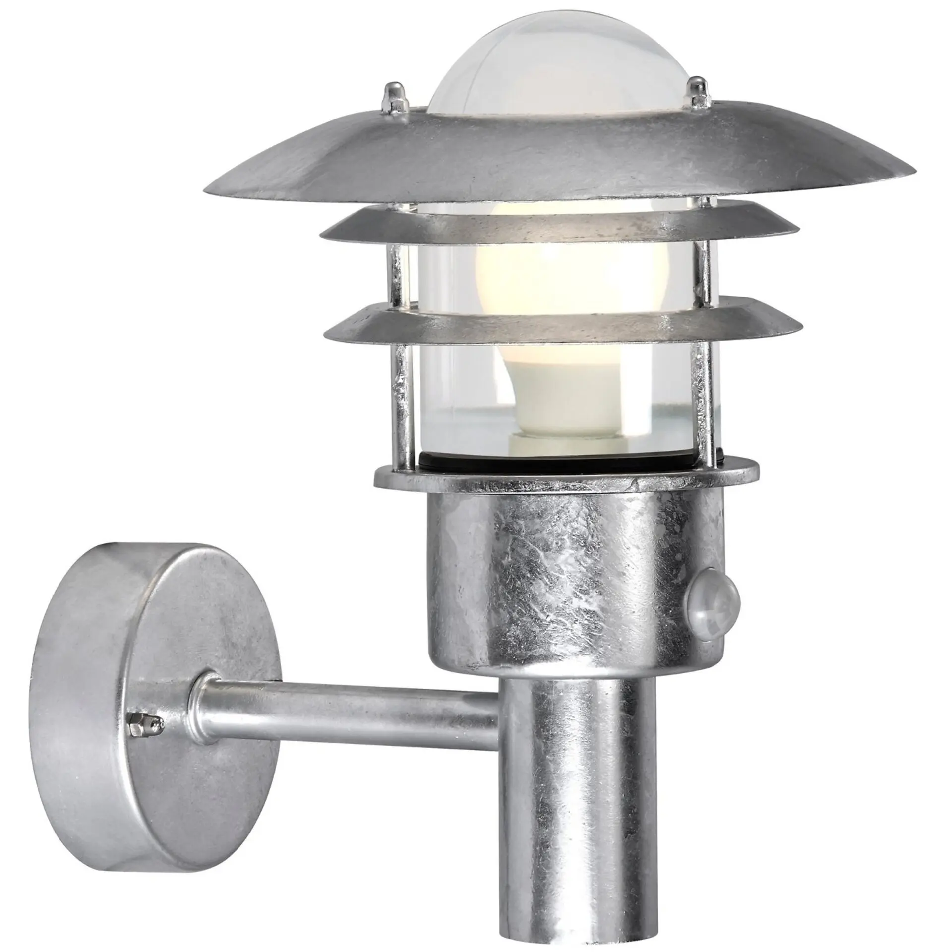 NORDLUX venkovní nástěnné svítidlo se senzorem Lonstrup 22 Sensor galvanizovaná čirá 71432031