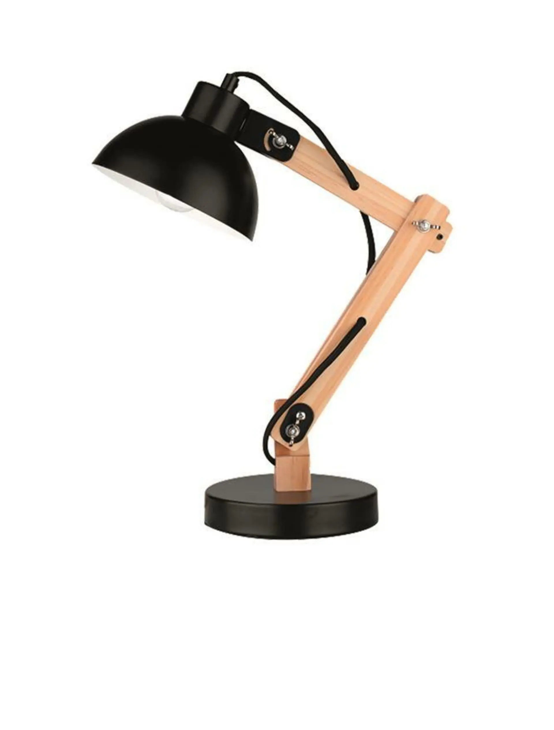 NV 671602 Stolní lampa LILA černý kov a přírodní dřevo E27 1x12W 230V IP20 bez žárovky - NOVA LUCE
