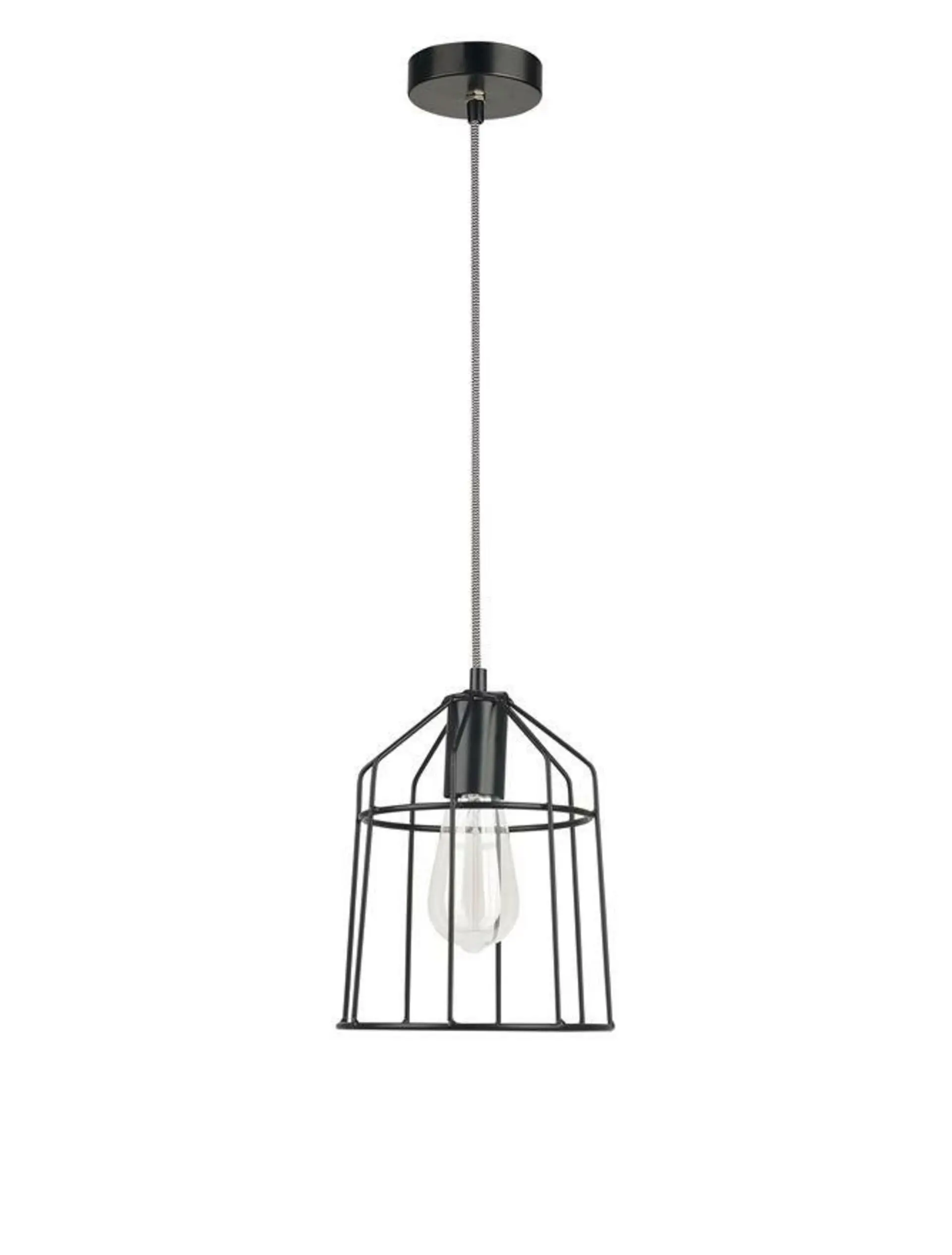 NOVA LUCE závěsné svítidlo PEPPINO matný černý kov černá a bílý kabel E27 1x12W 7605178