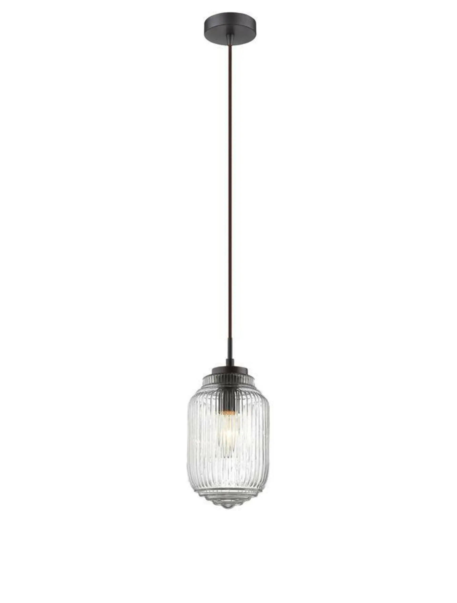 NOVA LUCE závěsné svítidlo NORD čiré sklo hnědá kovová základna hnědý kabel E14 1x5W IP20 bez žárovky 838184