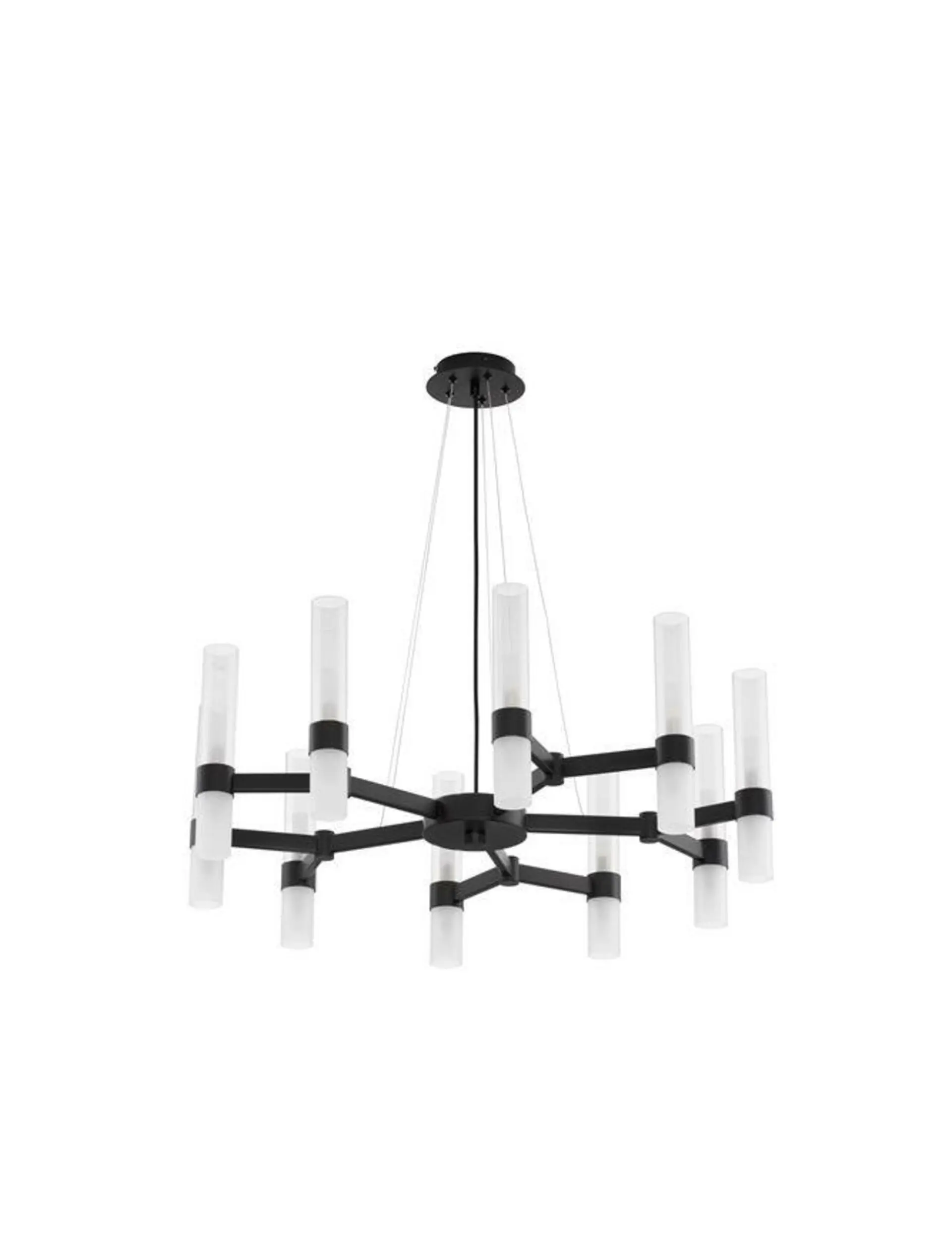 NOVA LUCE závěsné svítidlo CENTURY matná černá a čiré a matné sklo (2m ocelové lanko) 20xG9 9006052
