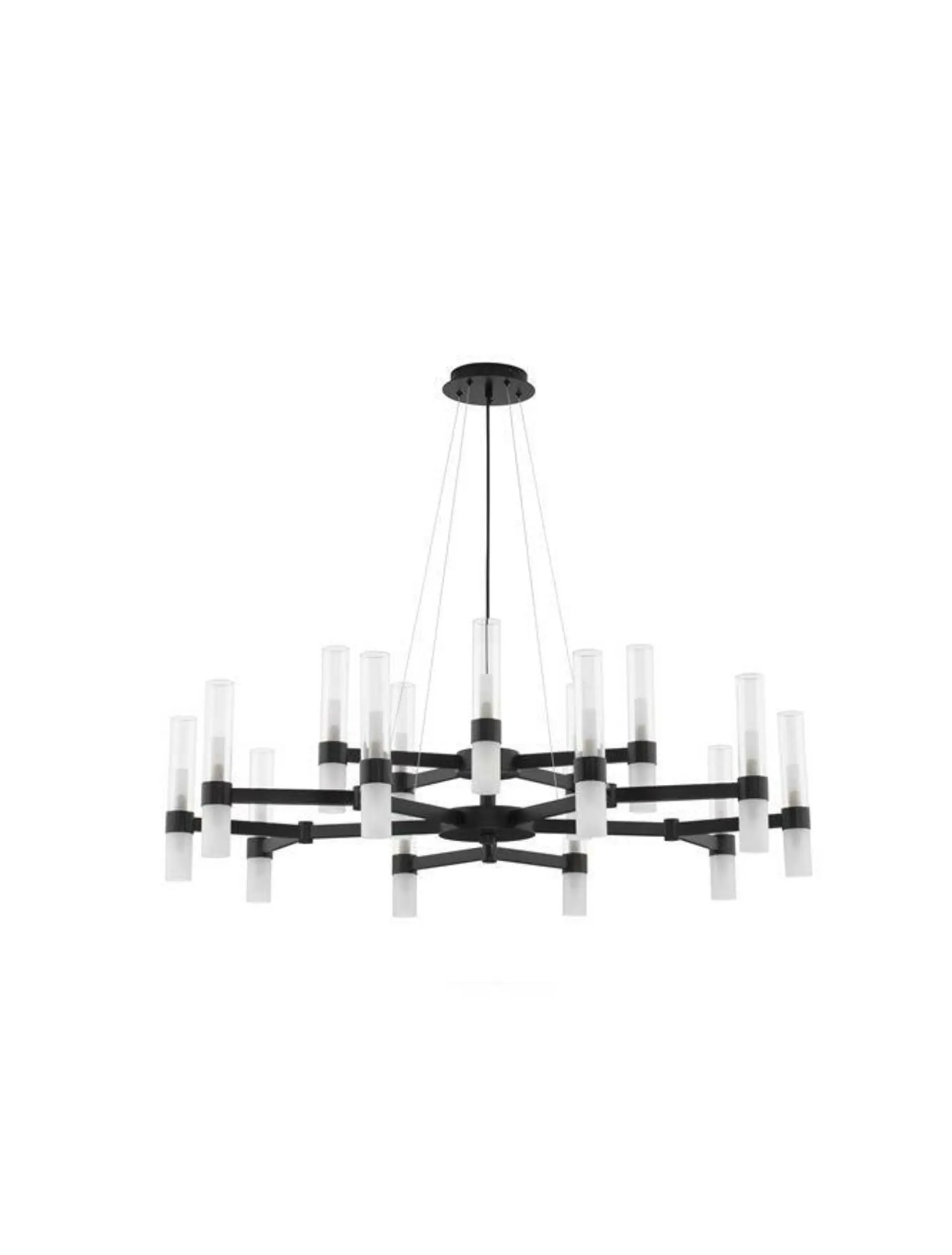 NOVA LUCE závěsné svítidlo CENTURY matná černá a čiré a matné sklo (2m ocelové lanko) 12xG9 9006053