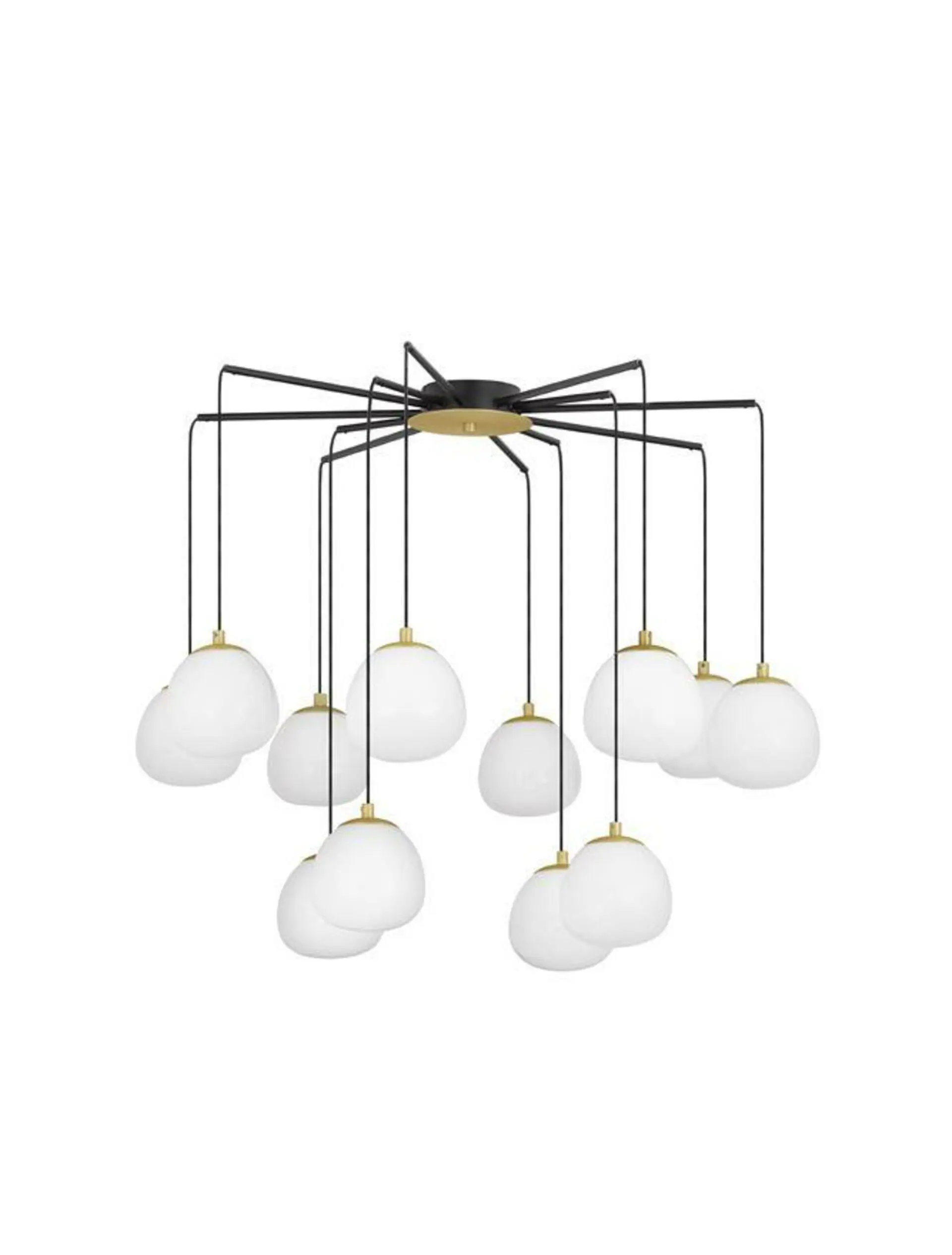 NOVA LUCE závěsné svítidlo THE EGG zlatá a matný černý kov lesklé opálové sklo G9 12x5W 230V IP20 bez žárovky 9009261