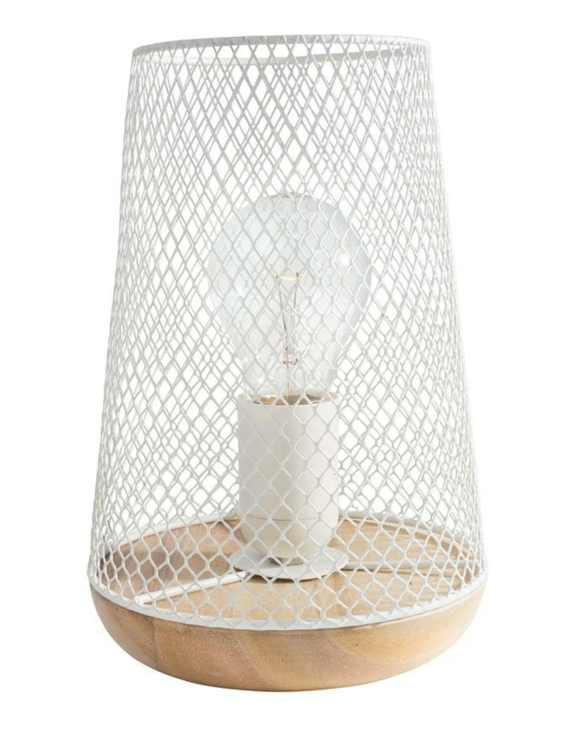 NOVA LUCE stolní lampa MARCO bílý kov přírodní dřevo E27 1x12W 230V IP20 bez žárovky 9014065